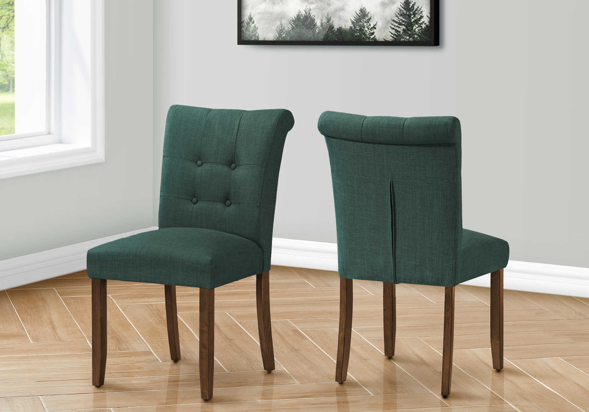 DINING CHAIR - 2PCS / 38"H UPHOLSTERED BLUE FABRIC