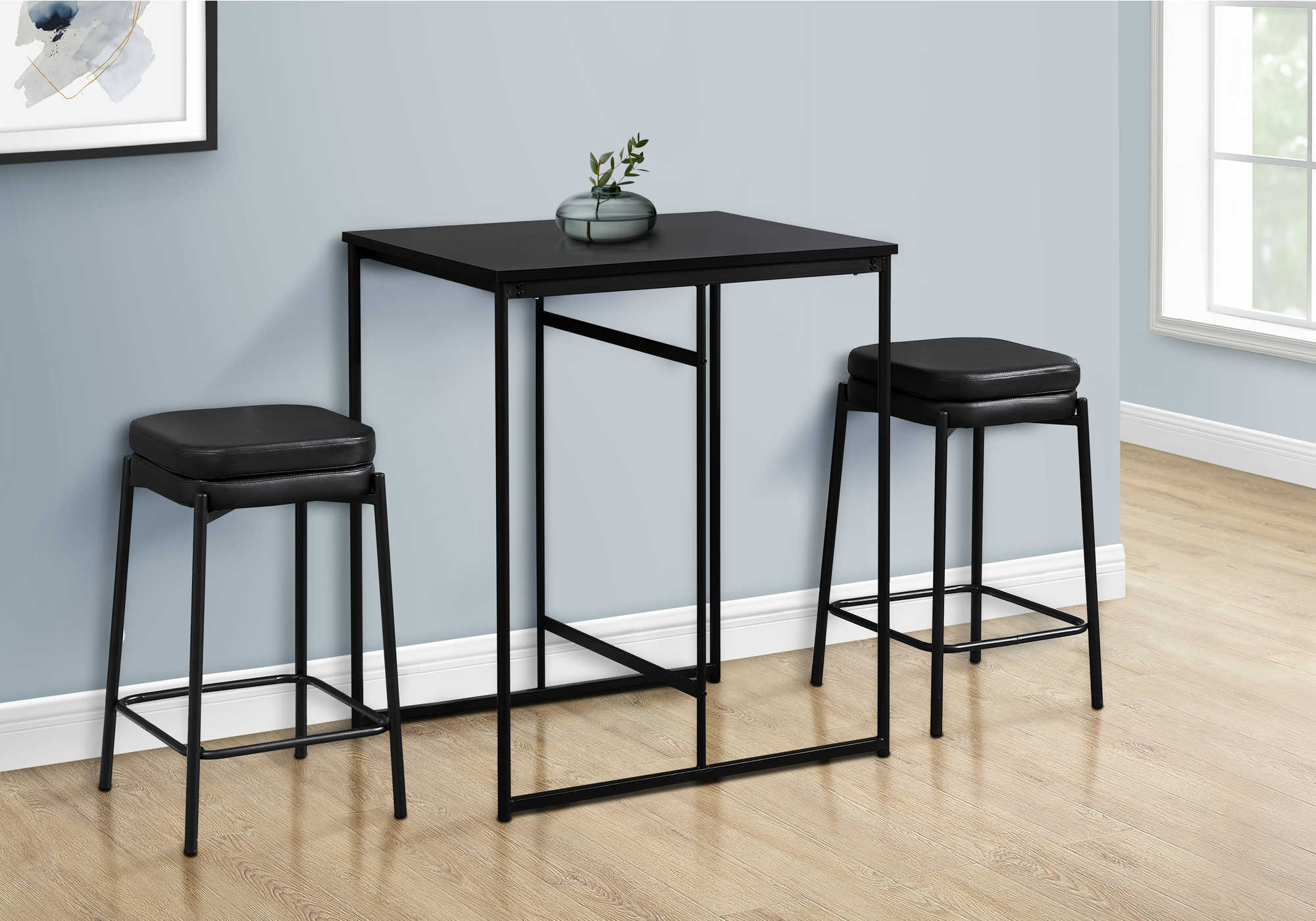 DINING TABLE - 24"X 32"/ BLACK-BLACK METAL COUNTER HEIGHT