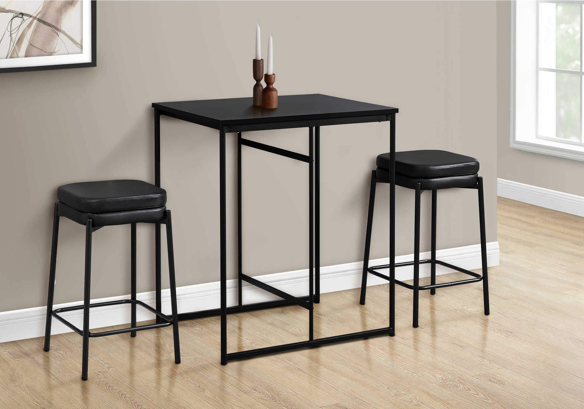 DINING TABLE - 24"X 32"/ BLACK-BLACK METAL COUNTER HEIGHT