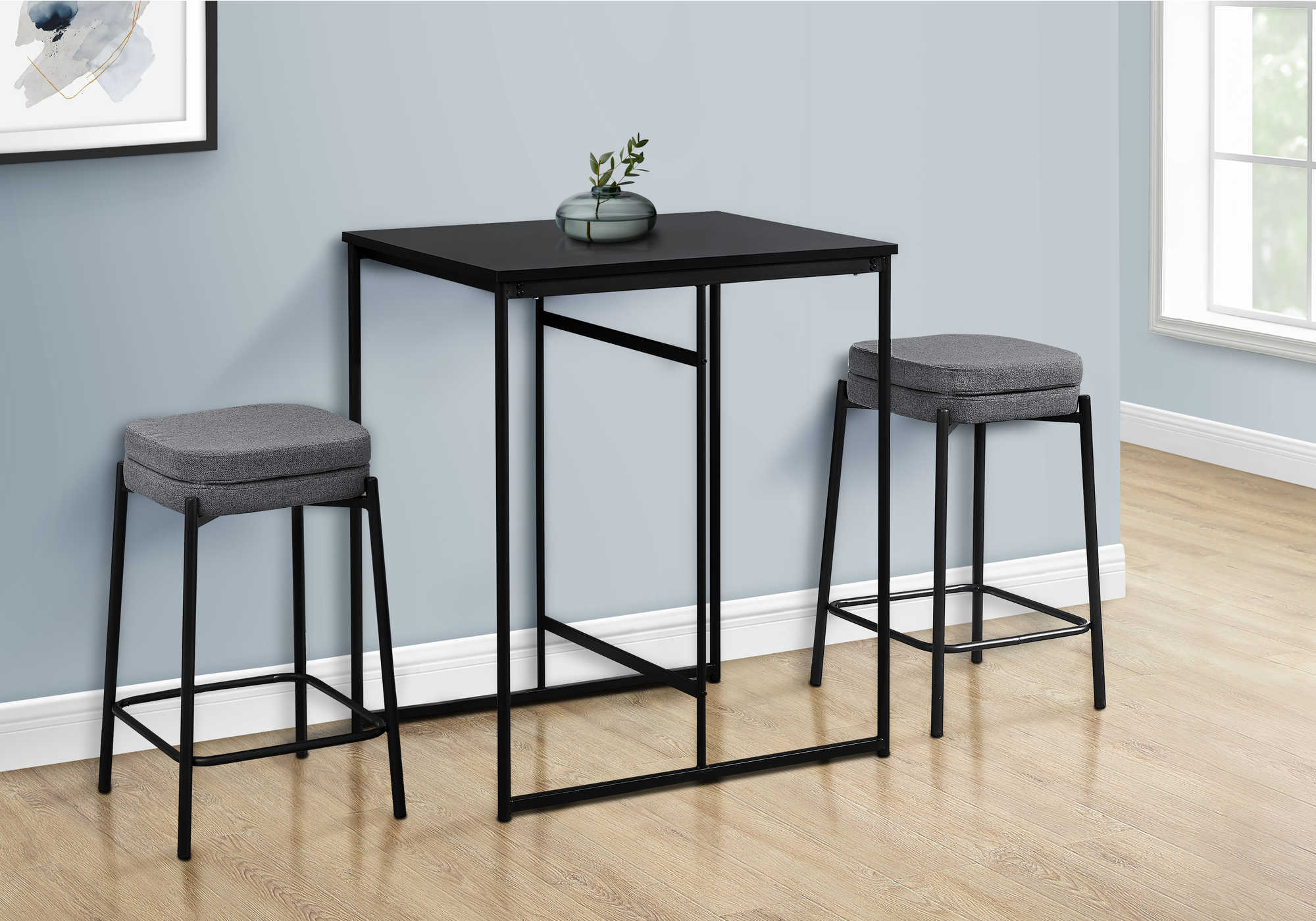 DINING TABLE - 24"X 32"/ BLACK-BLACK METAL COUNTER HEIGHT