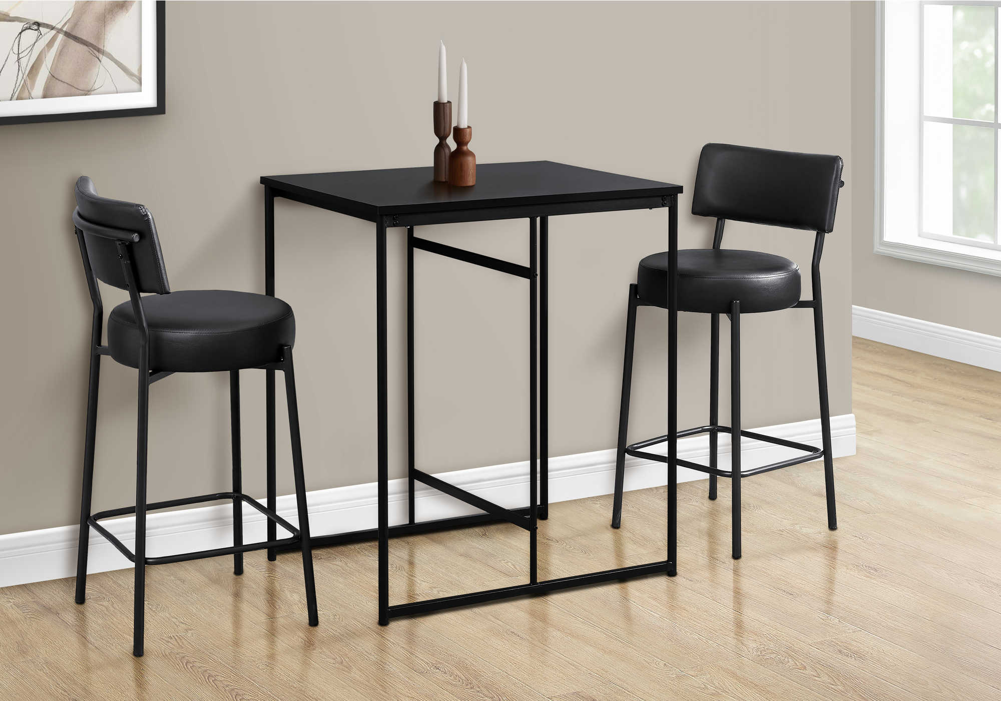 DINING TABLE - 24"X 32"/ BLACK-BLACK METAL COUNTER HEIGHT