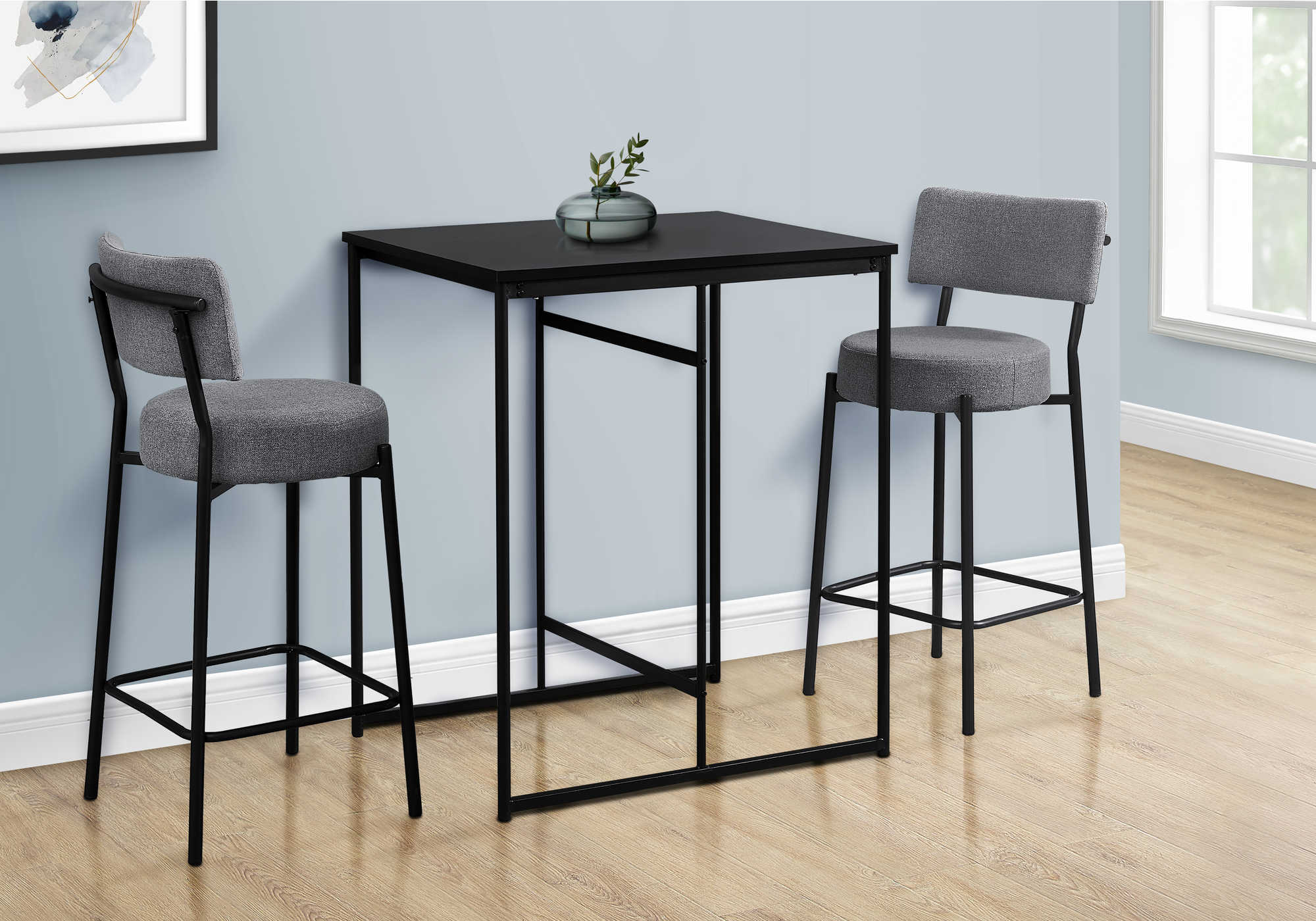 DINING TABLE - 24"X 32"/ BLACK-BLACK METAL COUNTER HEIGHT