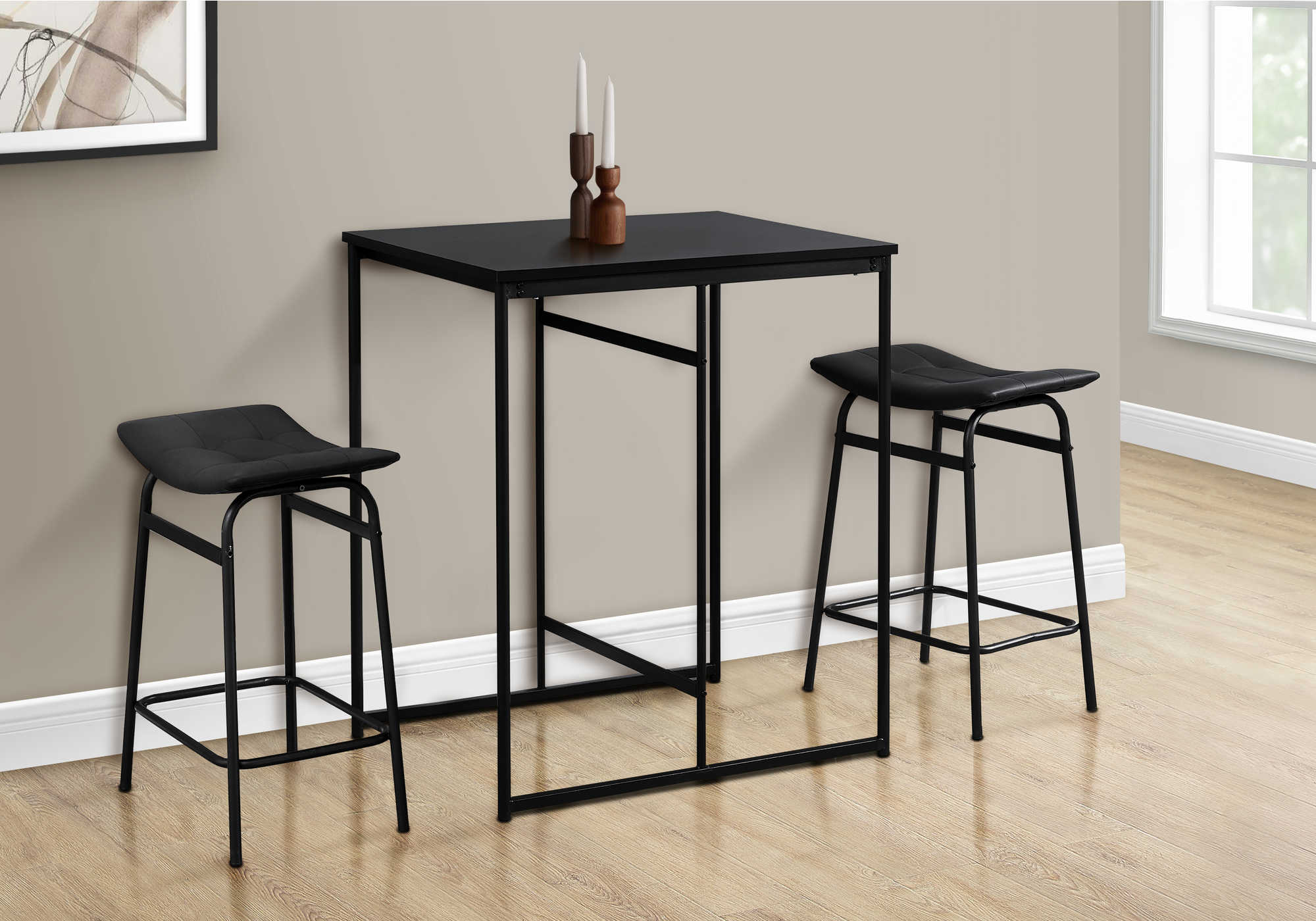 DINING TABLE - 24"X 32"/ BLACK-BLACK METAL COUNTER HEIGHT