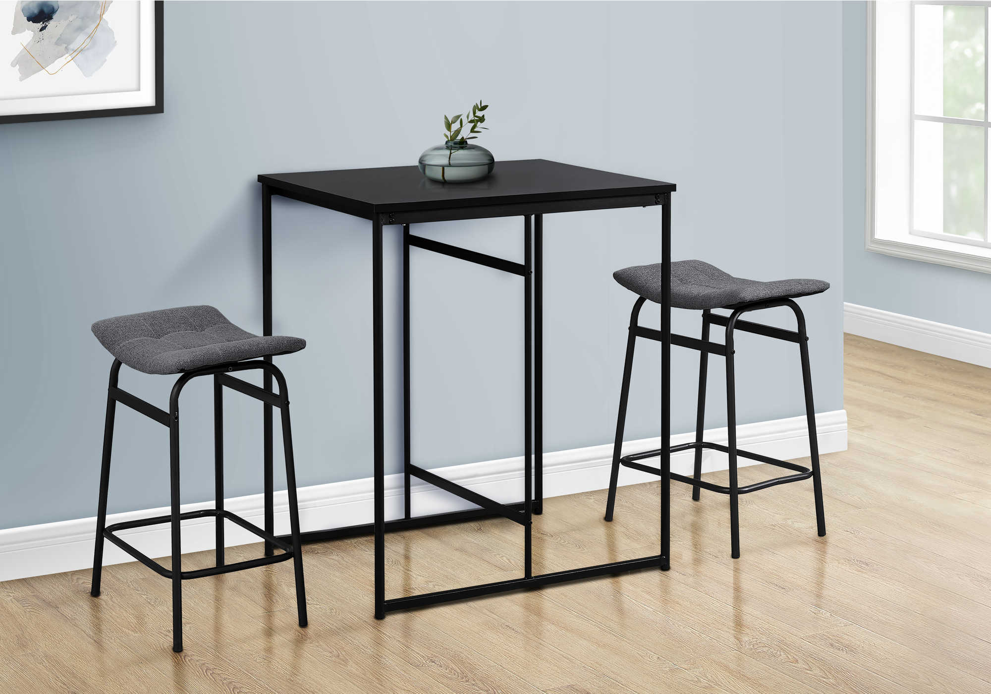 DINING TABLE - 24"X 32"/ BLACK-BLACK METAL COUNTER HEIGHT