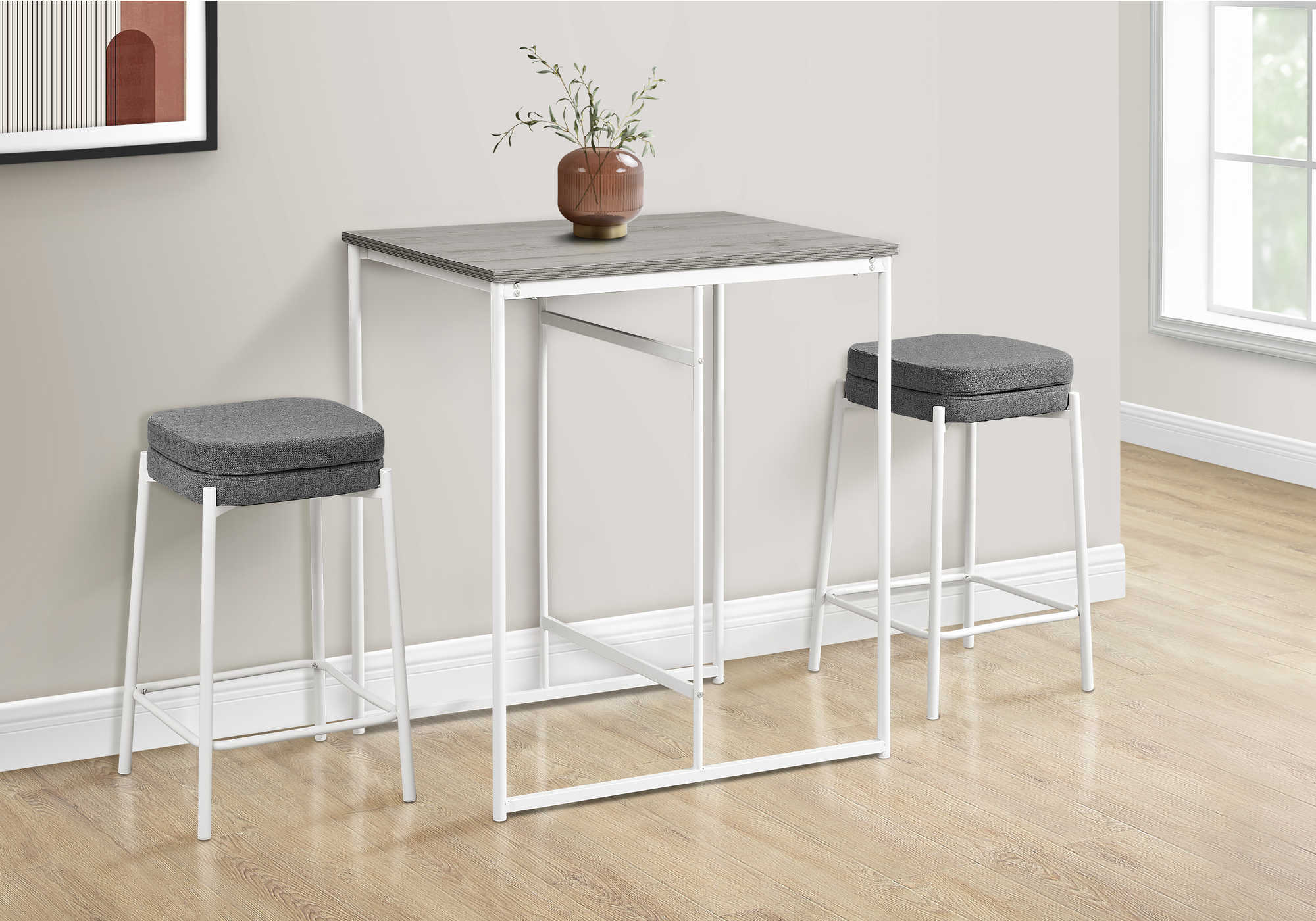 DINING TABLE - 24"X 32" / GREY-WHITE METAL COUNTER HEIGHT