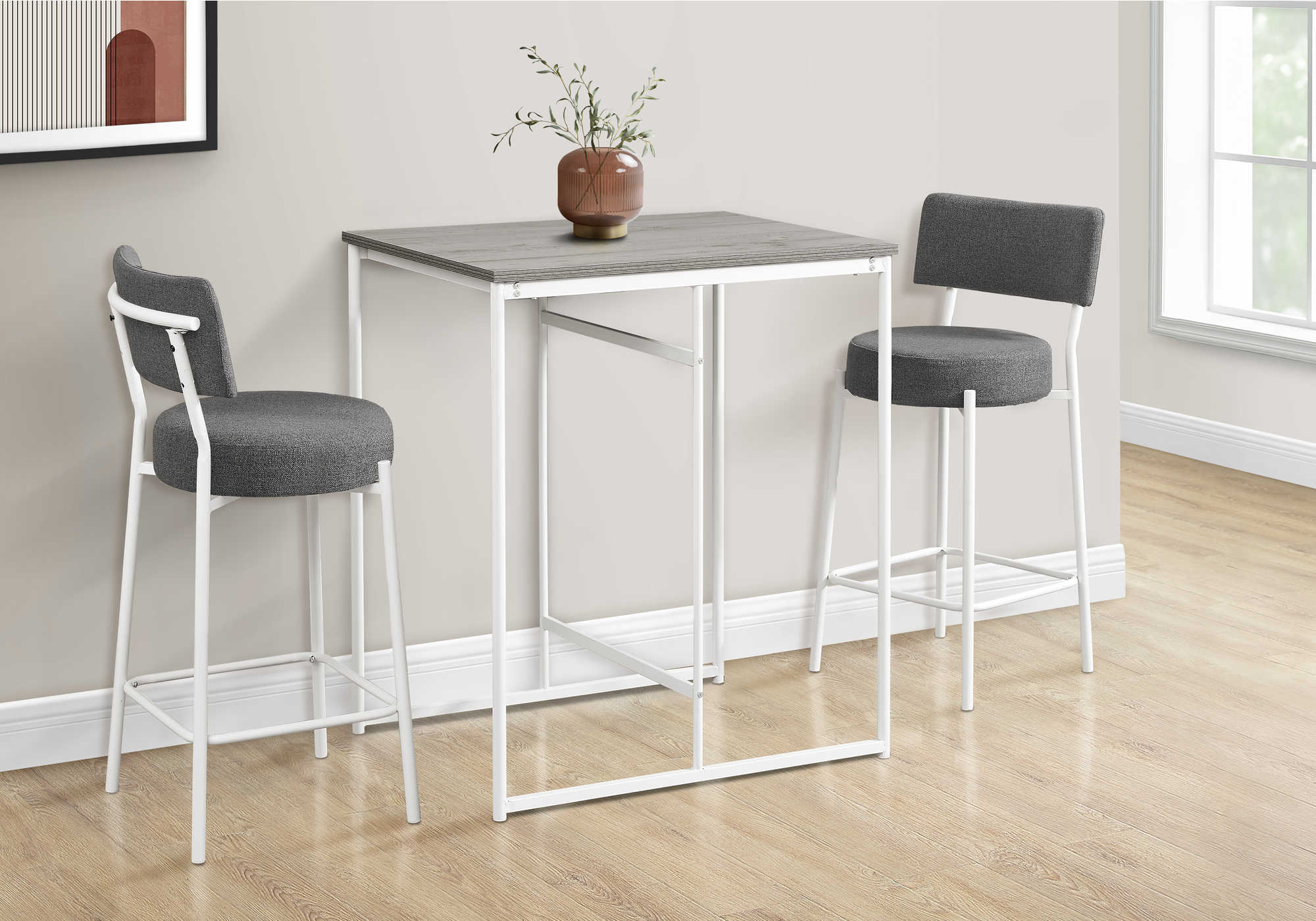 DINING TABLE - 24"X 32" / GREY-WHITE METAL COUNTER HEIGHT