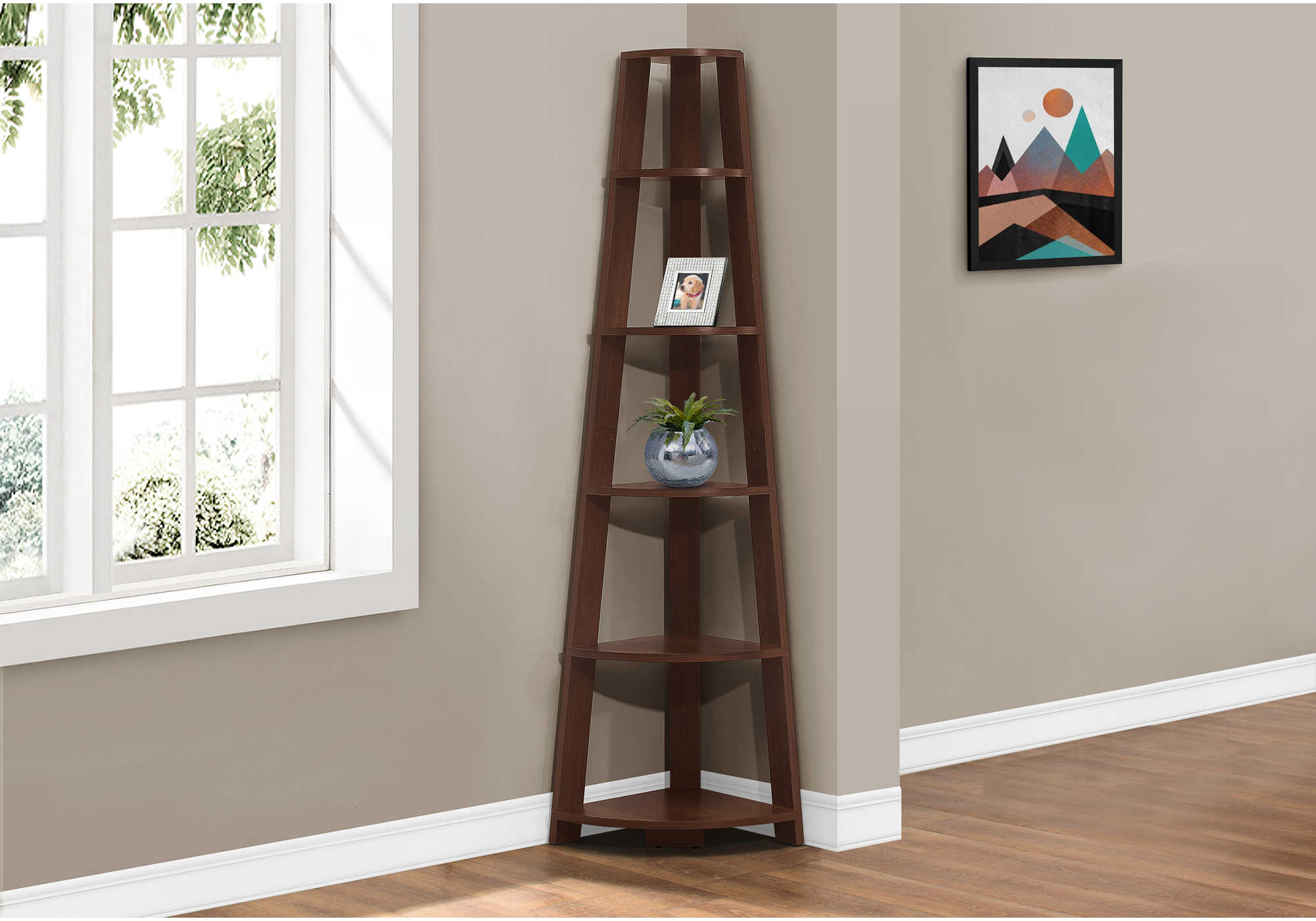 BOOKCASE - 72"H / CHERRY CORNER ACCENT ETAGERE