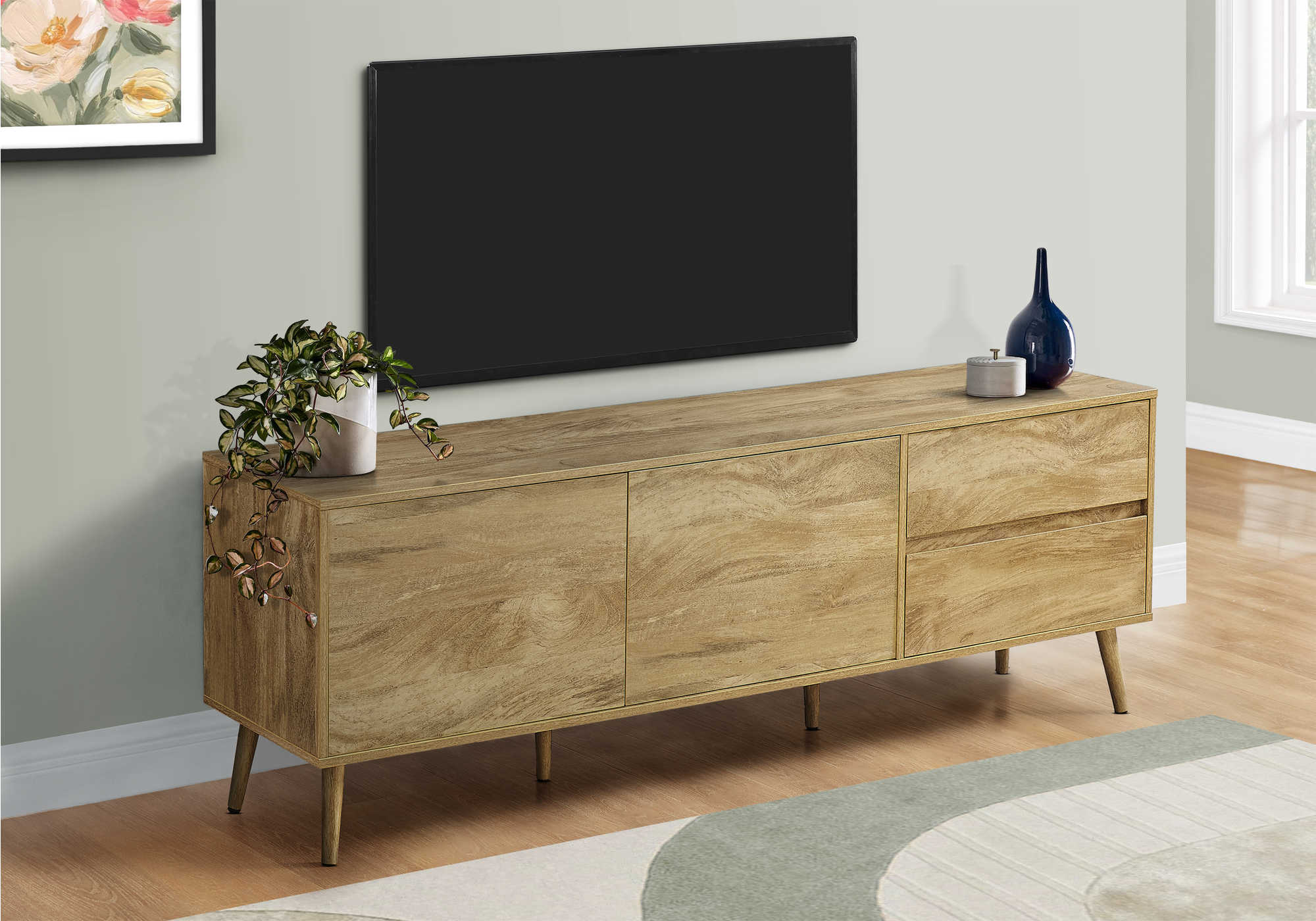 TV STAND - 72"L / WALNUT WITH STORAGE