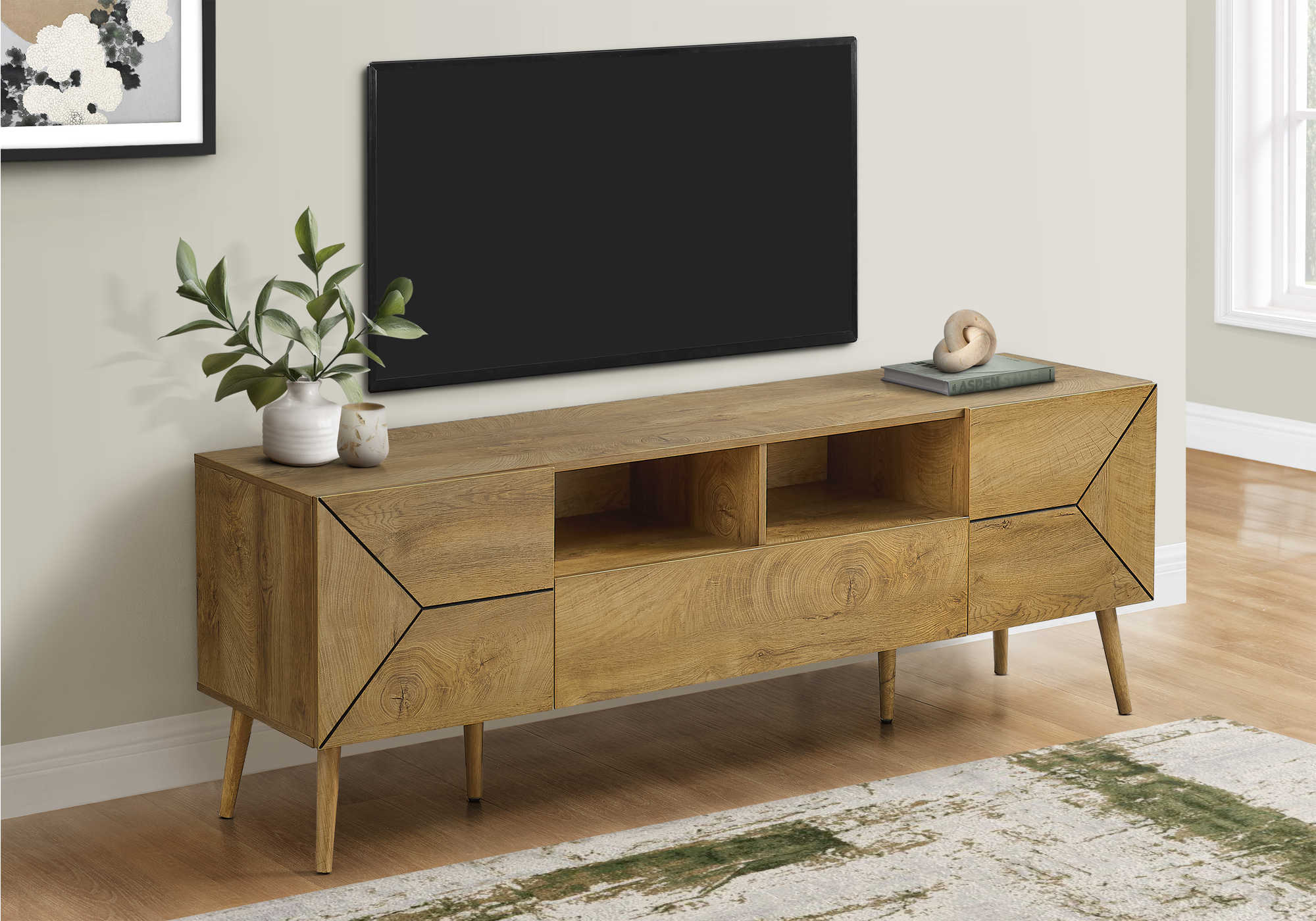 TV STAND - 72"L / WALNUT WITH STORAGE