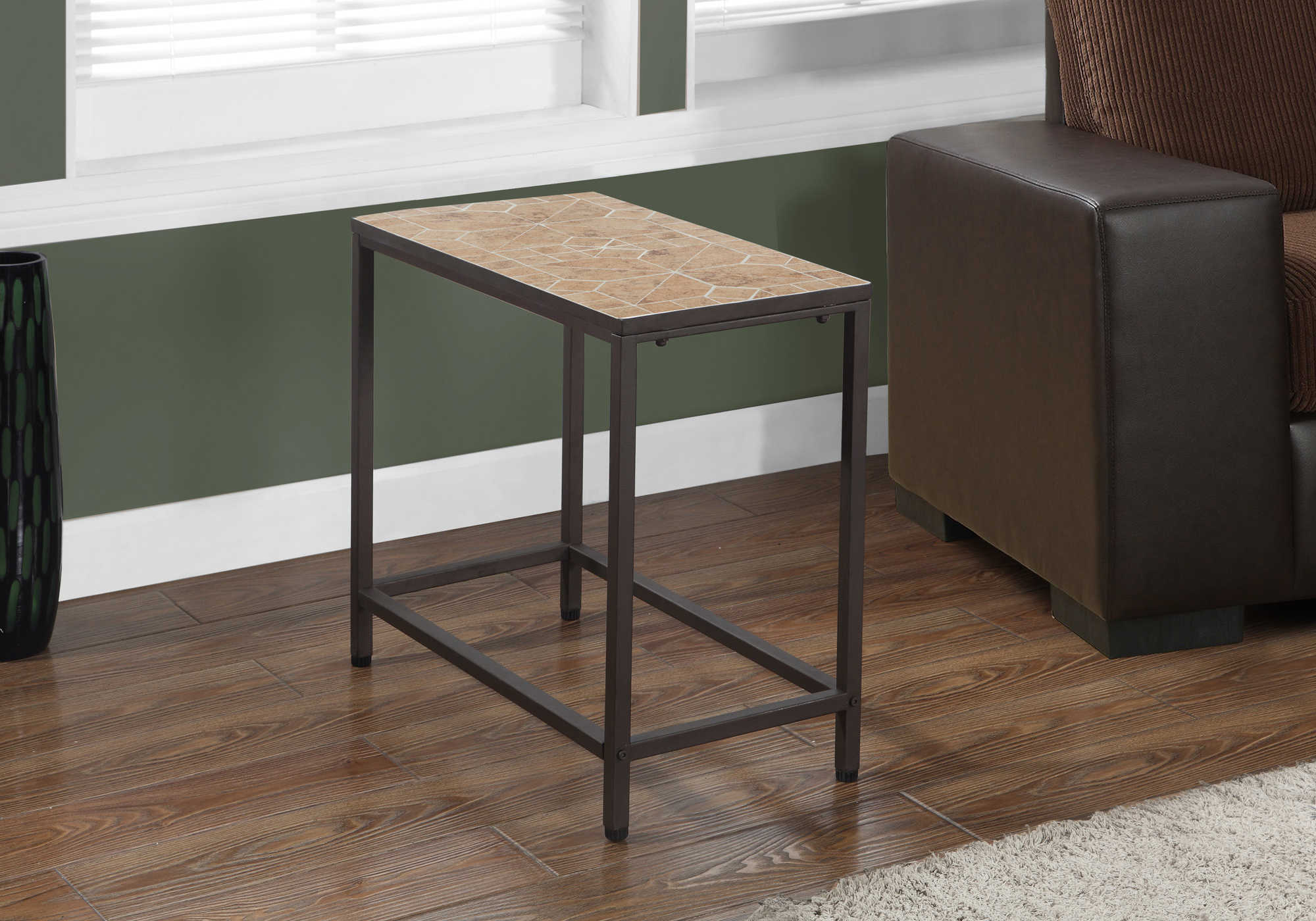 ACCENT TABLE - TERRACOTTA TILE TOP / HAMMERED BROWN 