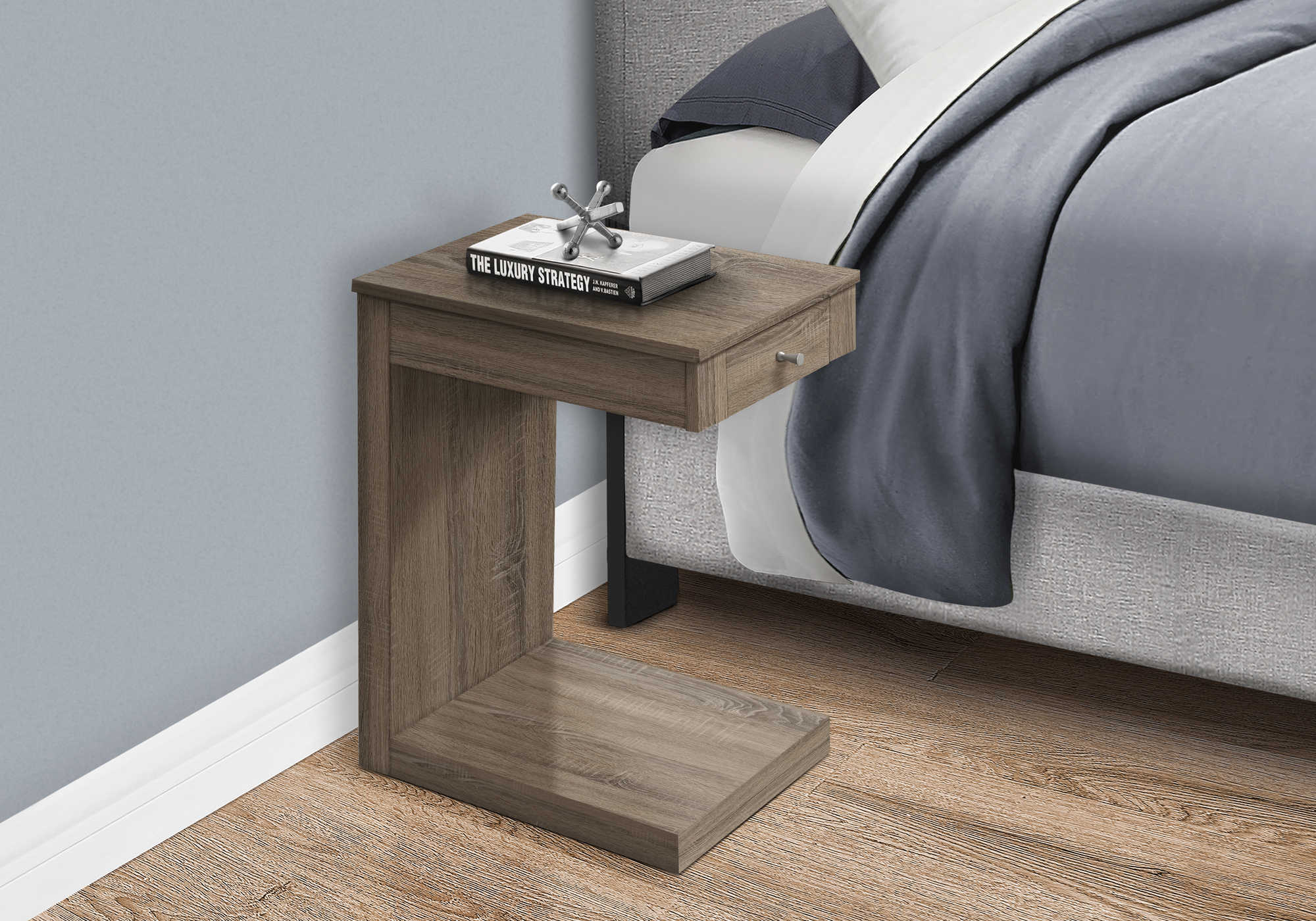 NIGHTSTAND - DARK TAUPE WITH A DRAWER