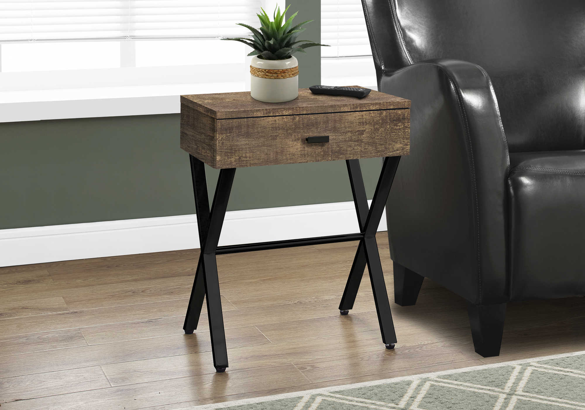 ACCENT TABLE - 24"H / BROWN RECLAIMED WOOD / BLACK METAL