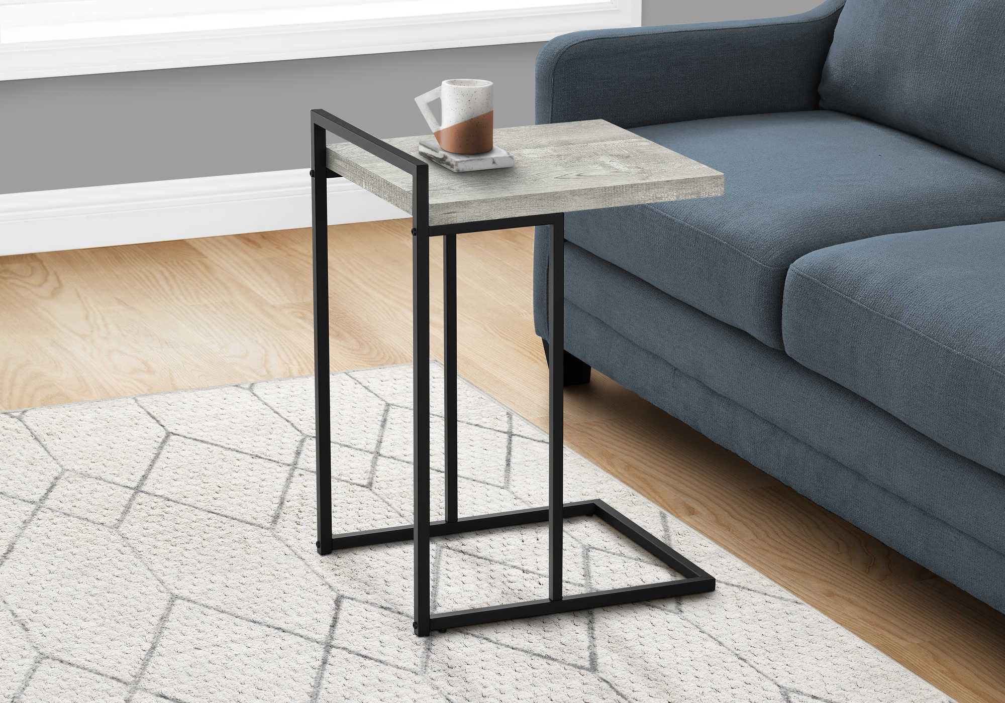 ACCENT TABLE - 25"H / GREY RECLAIMED WOOD / BLACK METAL