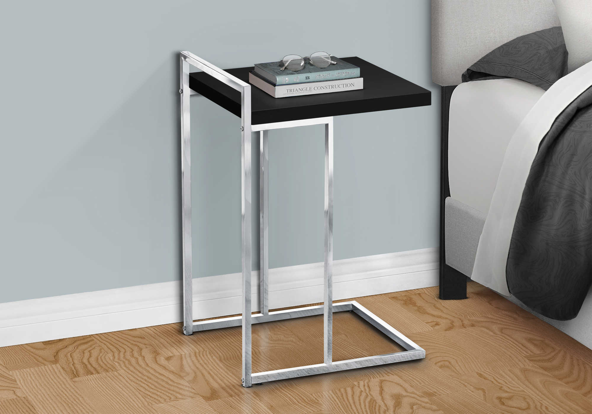 NIGHTSTAND - 25"H / BLACK / CHROME METAL