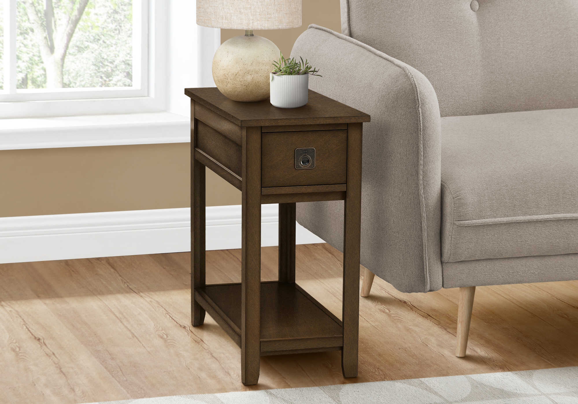 ACCENT TABLE - 24"H / ESPRESSO VENEER END TABLE