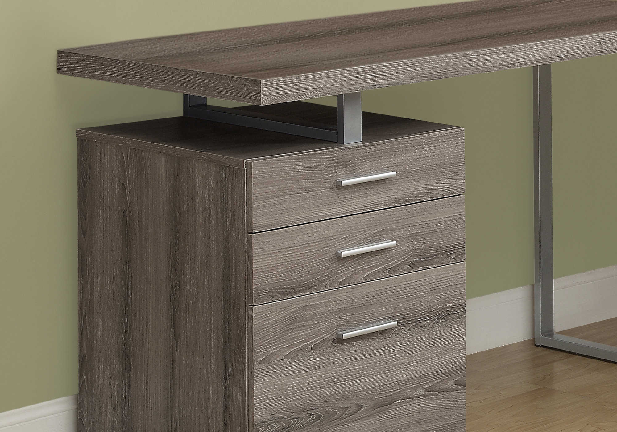 32 Taupe Desk with Hutch & Drawers by Monarch –