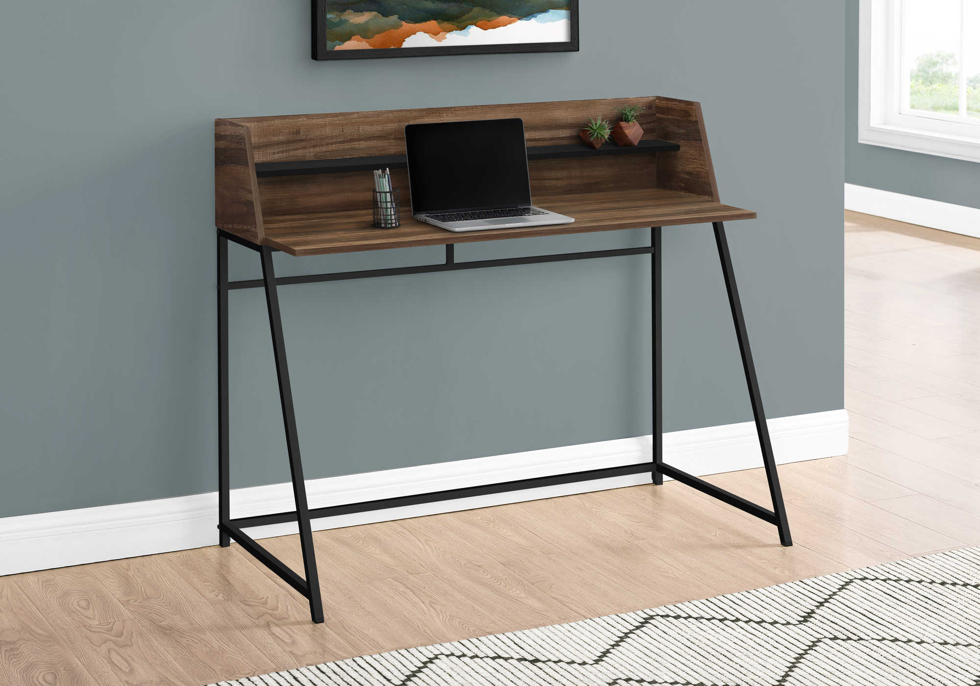 COMPUTER DESK - 48"L / BROWN RECLAIMED WOOD / BLACK METAL