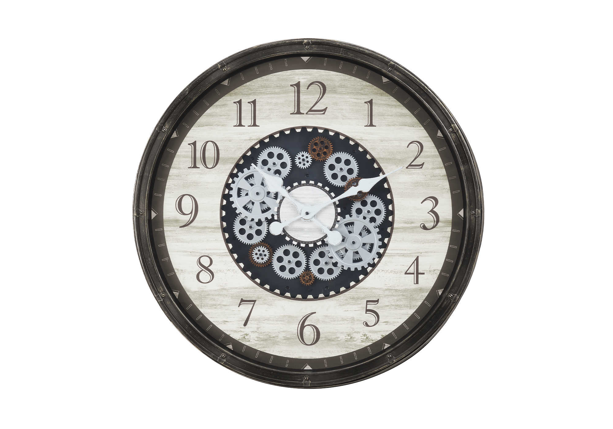 CLOCKS - 30"DIA / GEAR MECHANISM WALL CLOCK / BROWN