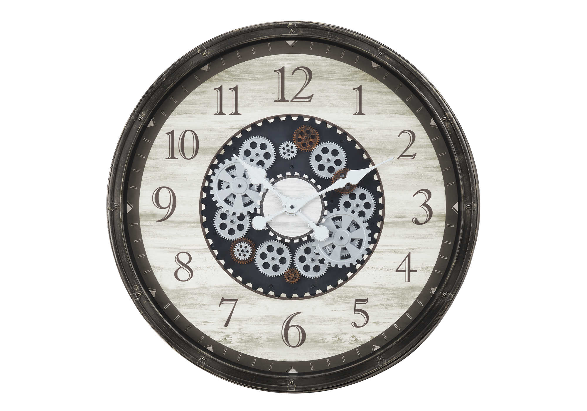 CLOCKS - 30"DIA / GEAR MECHANISM WALL CLOCK / BROWN