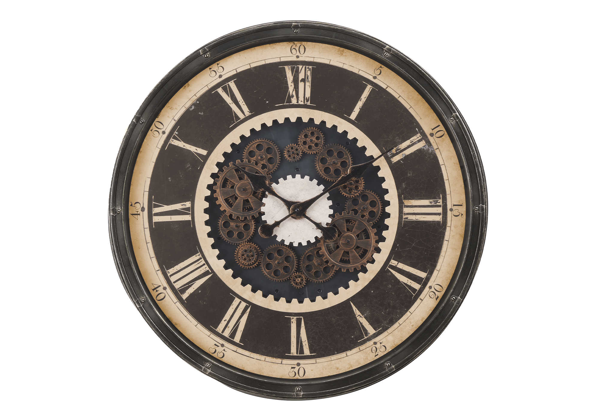 CLOCKS - 30"DIA / GEAR MECHANISM WALL CLOCK / BROWN