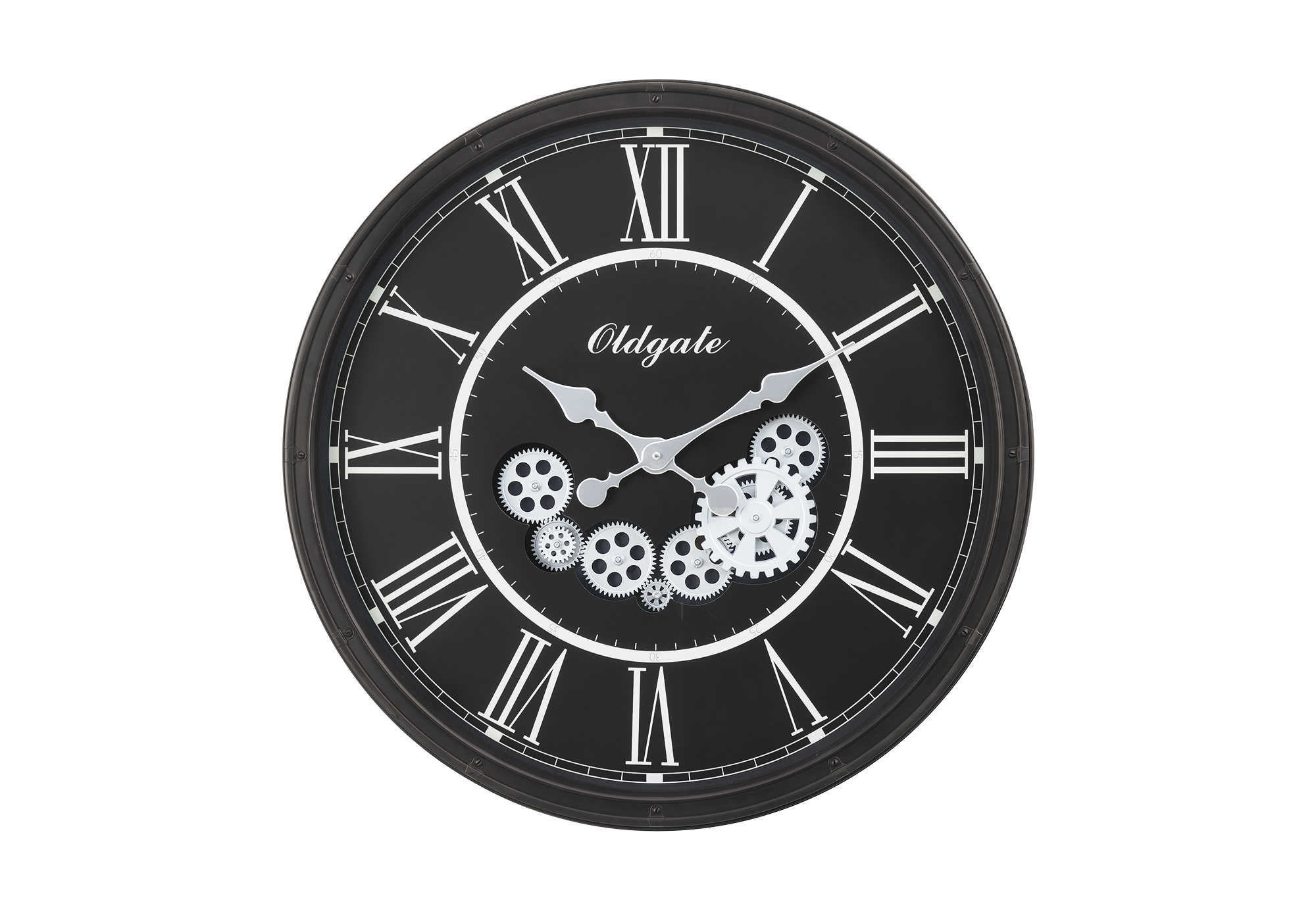 CLOCKS - 30"DIA / GEAR MECHANISM WALL CLOCK / BLACK