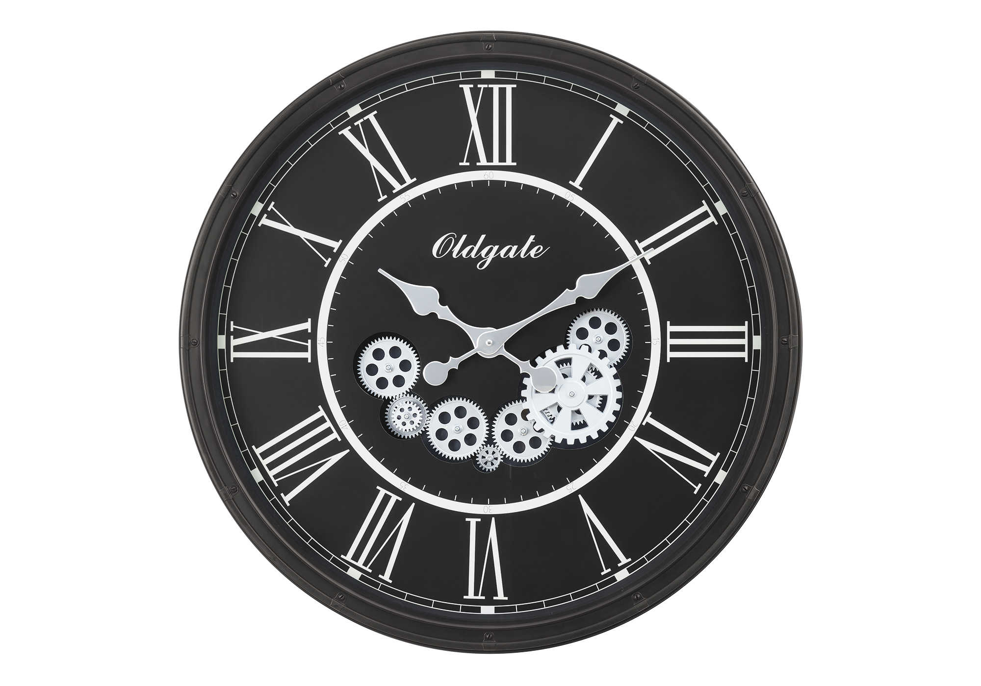 CLOCKS - 30"DIA / GEAR MECHANISM WALL CLOCK / BLACK