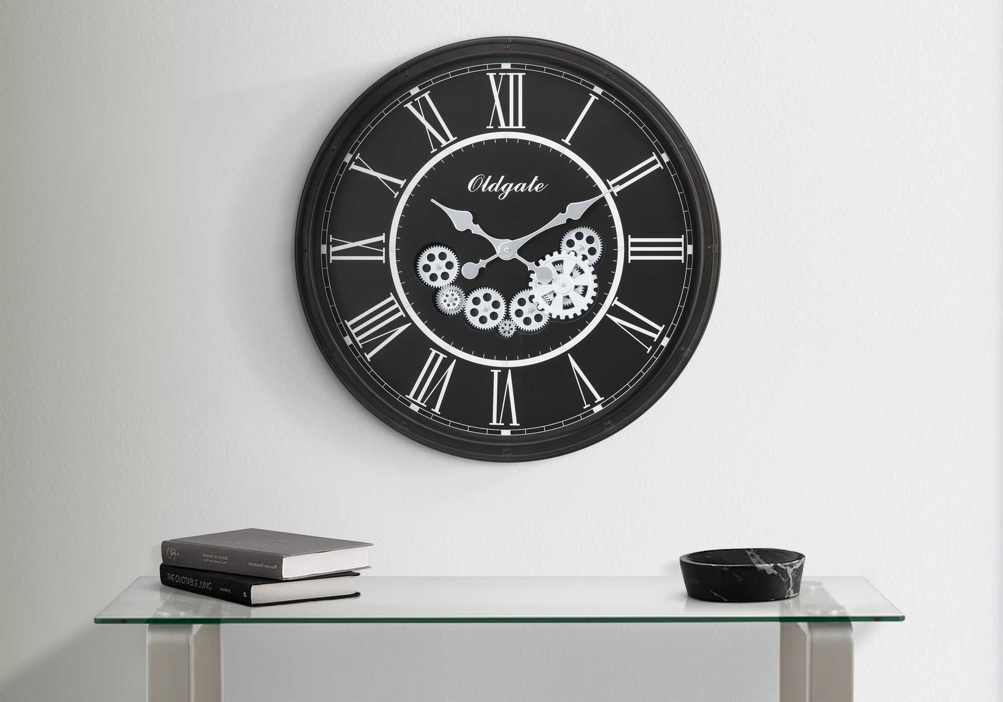 CLOCKS - 30"DIA / GEAR MECHANISM WALL CLOCK / BLACK