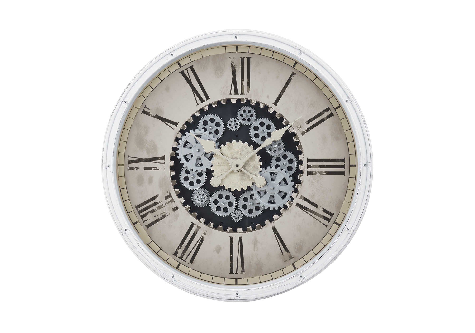 CLOCKS - 30"DIA / GEAR MECHANISM WALL CLOCK / WHITE