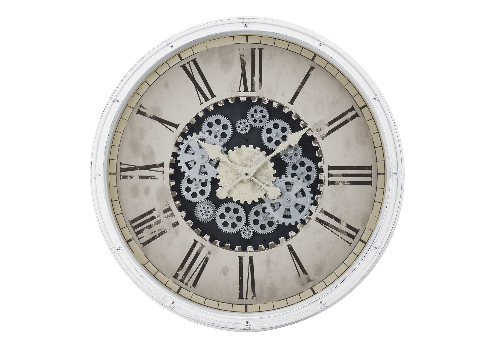 CLOCKS - 30"DIA / GEAR MECHANISM WALL CLOCK / WHITE