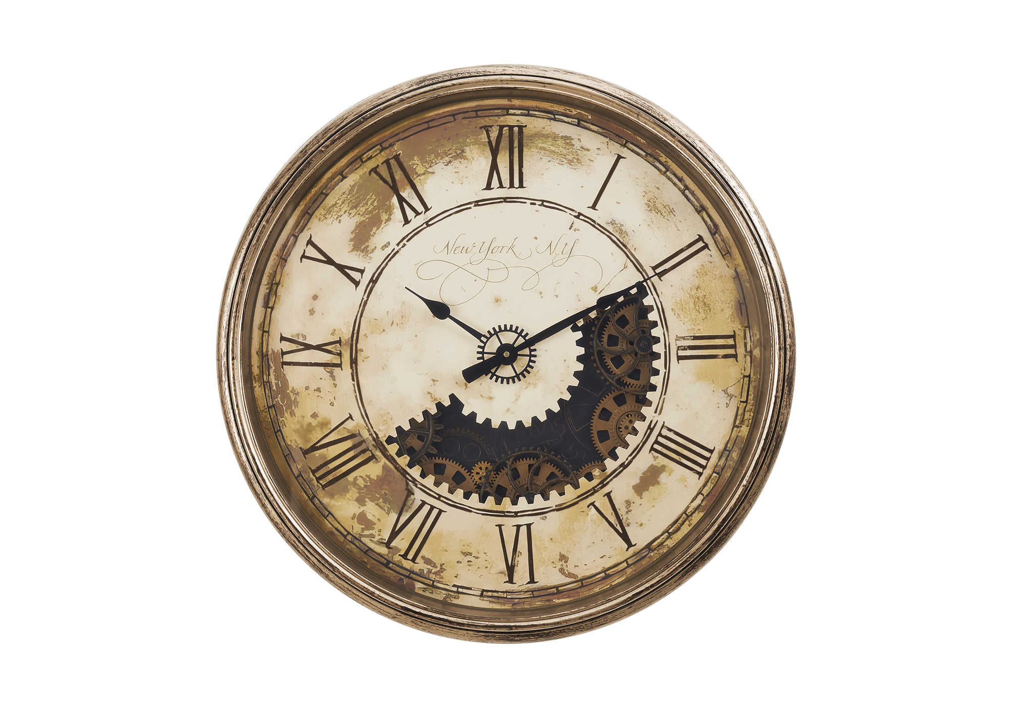 CLOCKS - 30"DIA / GEAR MECHANISM WALL CLOCK / BROWN