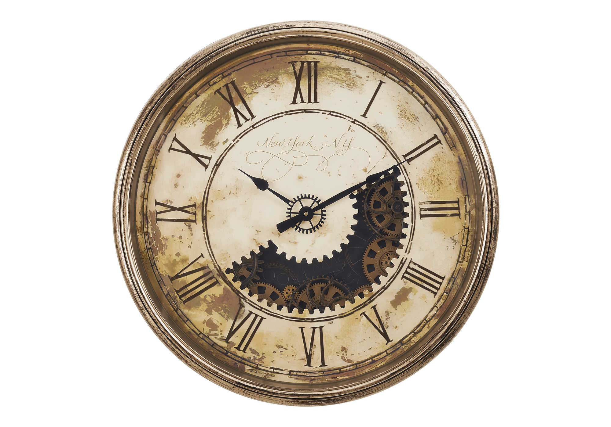 CLOCKS - 30"DIA / GEAR MECHANISM WALL CLOCK / BROWN