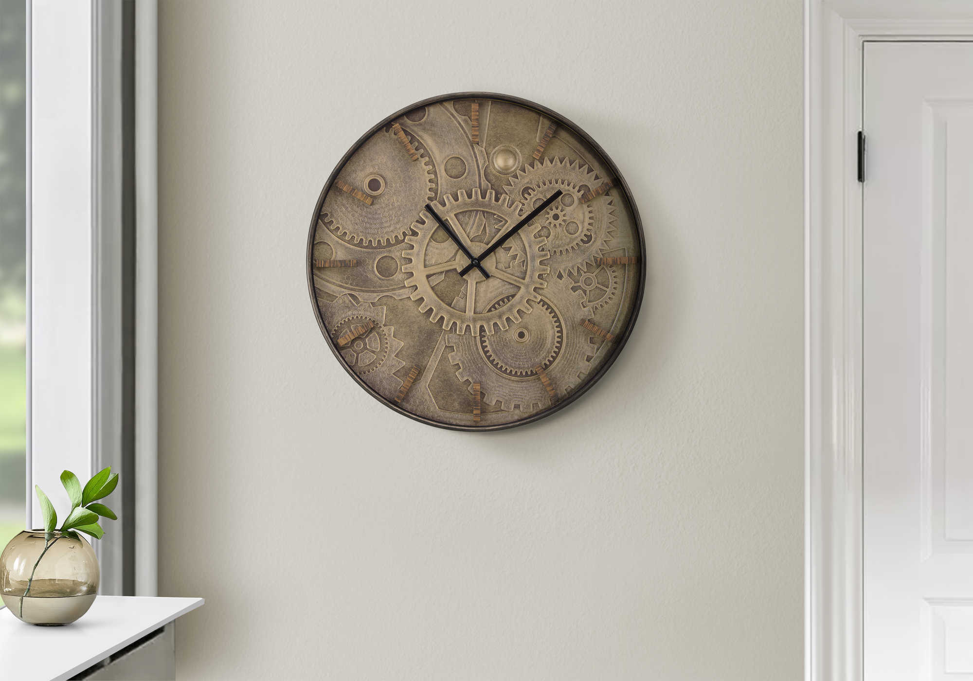 CLOCKS - 20"DIA / WALL CLOCK / BROWN