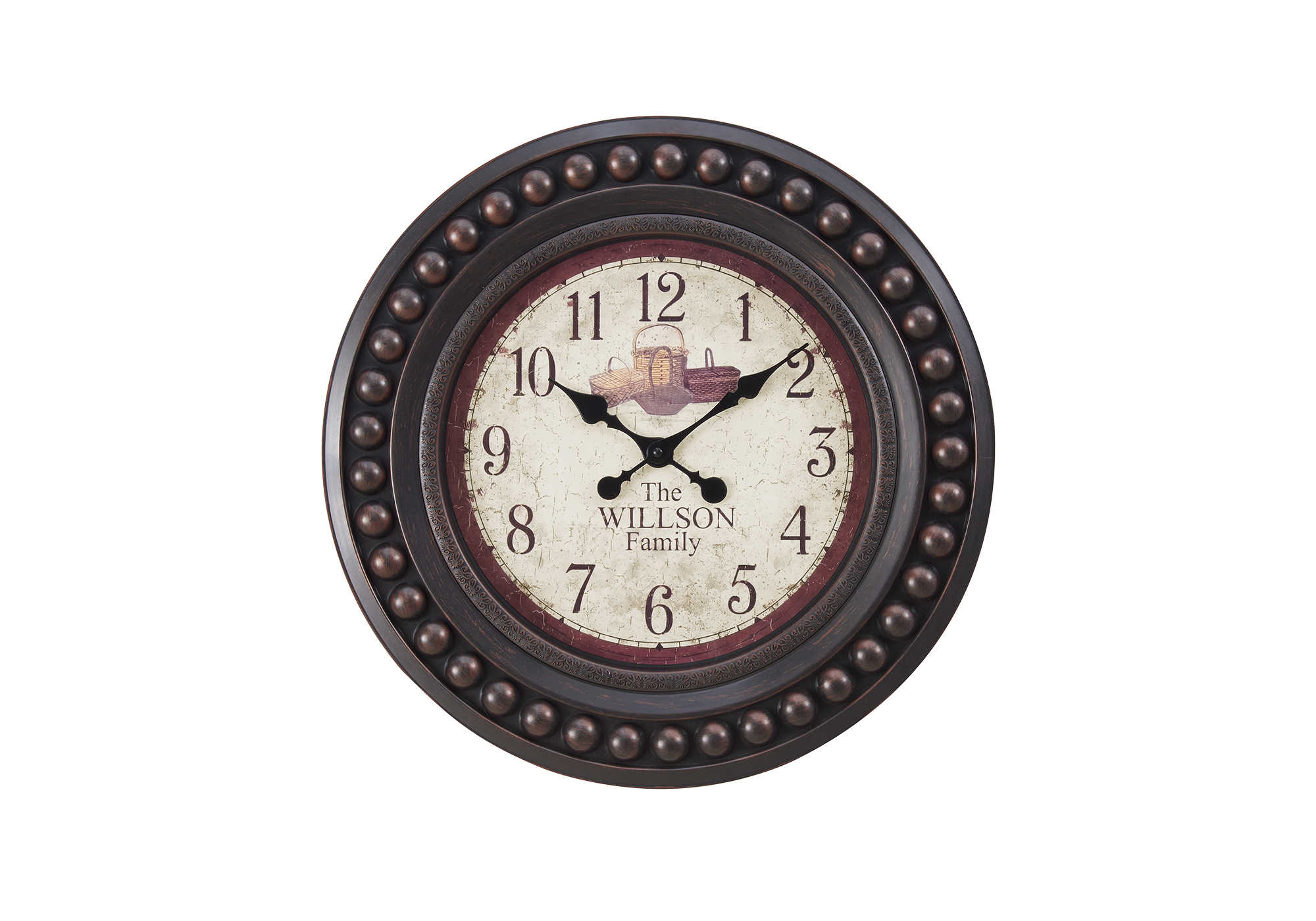 CLOCKS - 20"DIA / WALL CLOCK / ANTIQUE BROWN