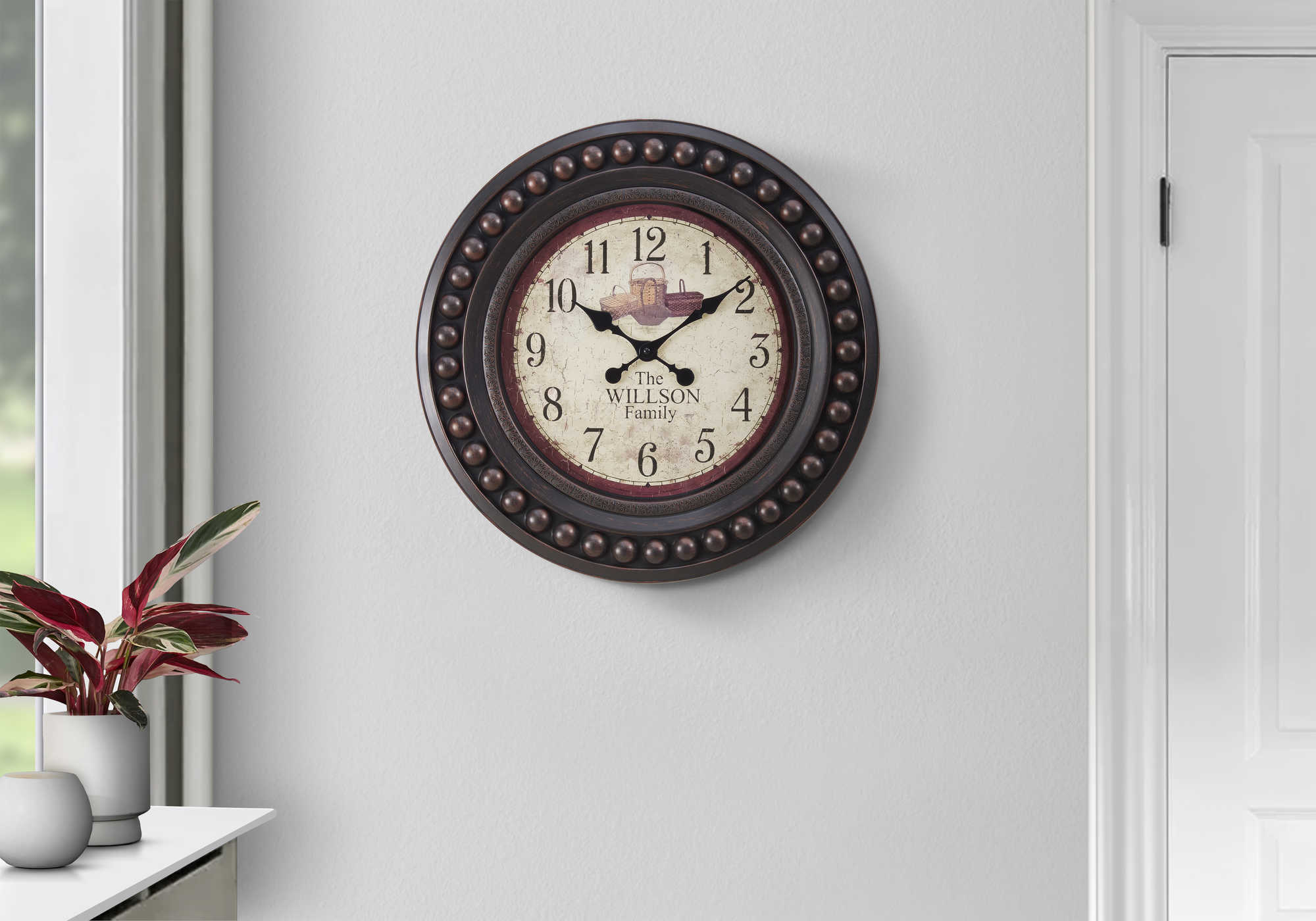 CLOCKS - 20"DIA / WALL CLOCK / ANTIQUE BROWN