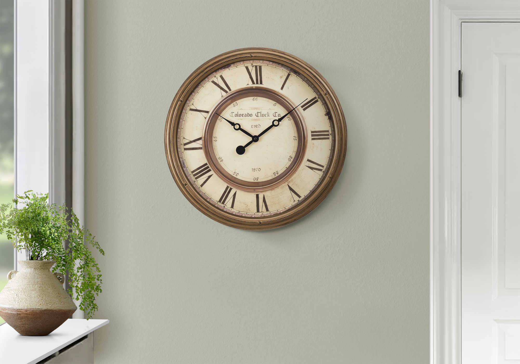 CLOCKS - 20"DIA / WALL CLOCK / ANTIQUE BROWN