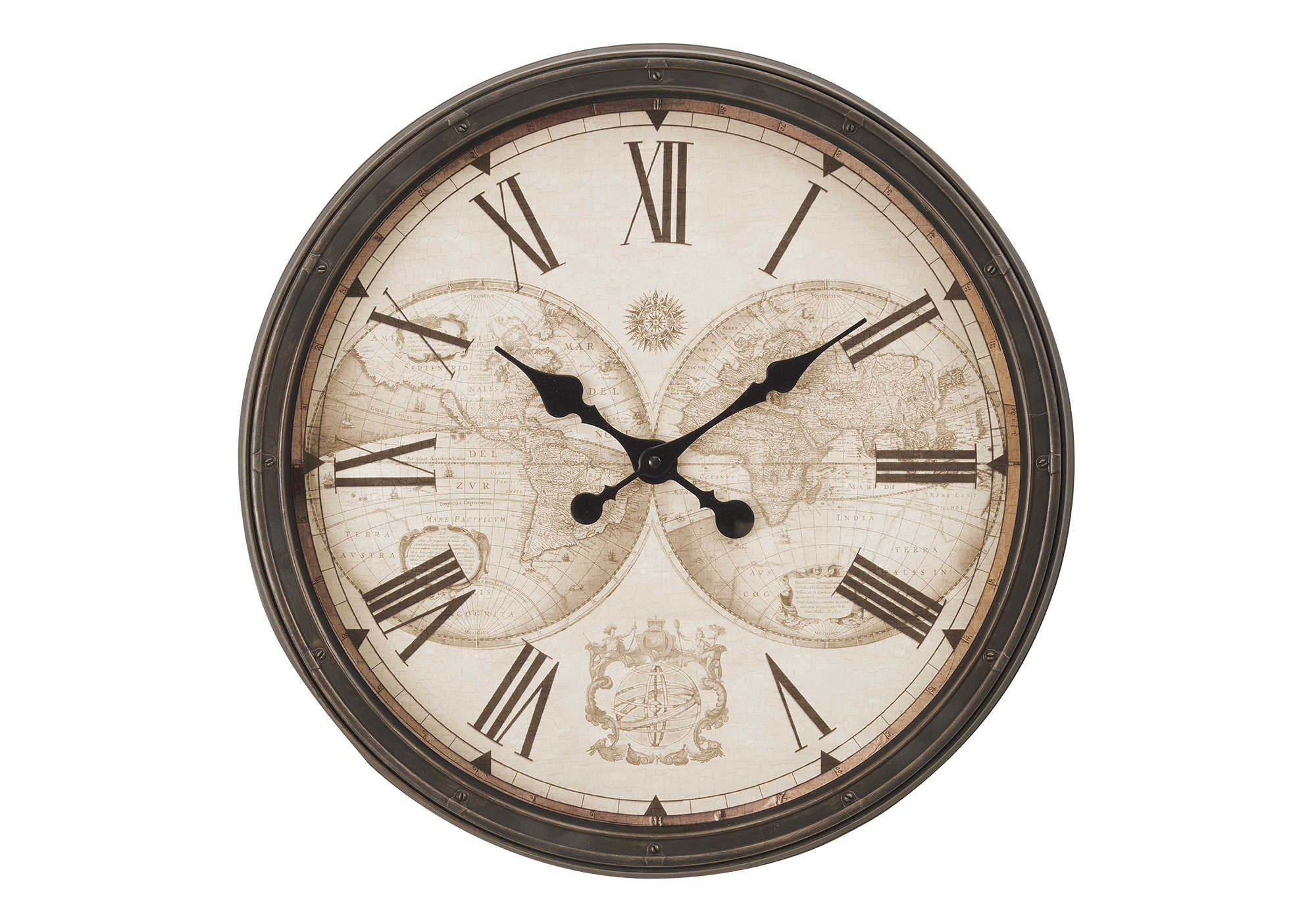 CLOCKS - 20"DIA / WALL CLOCK / ANTIQUE BROWN