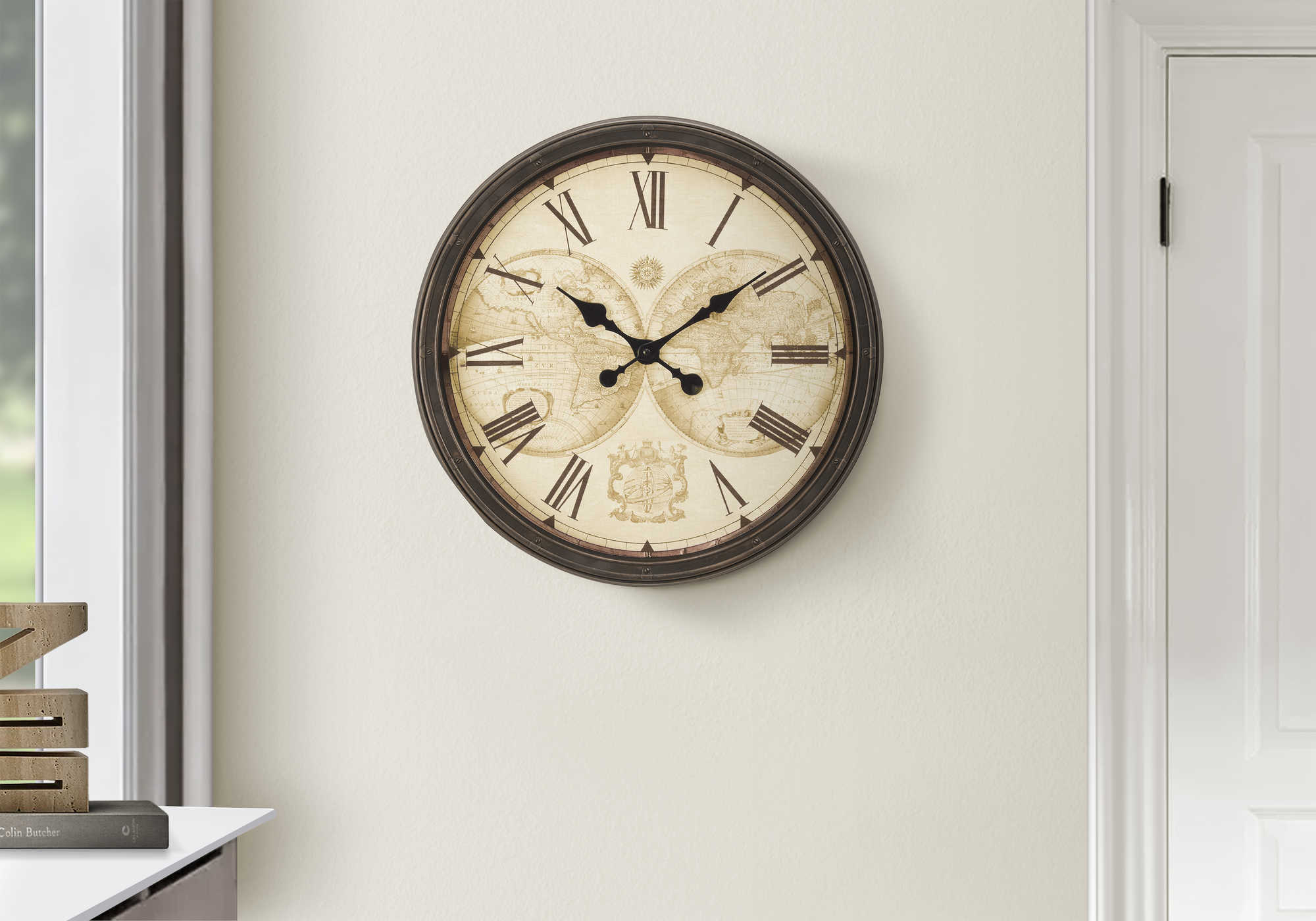 CLOCKS - 20"DIA / WALL CLOCK / ANTIQUE BROWN