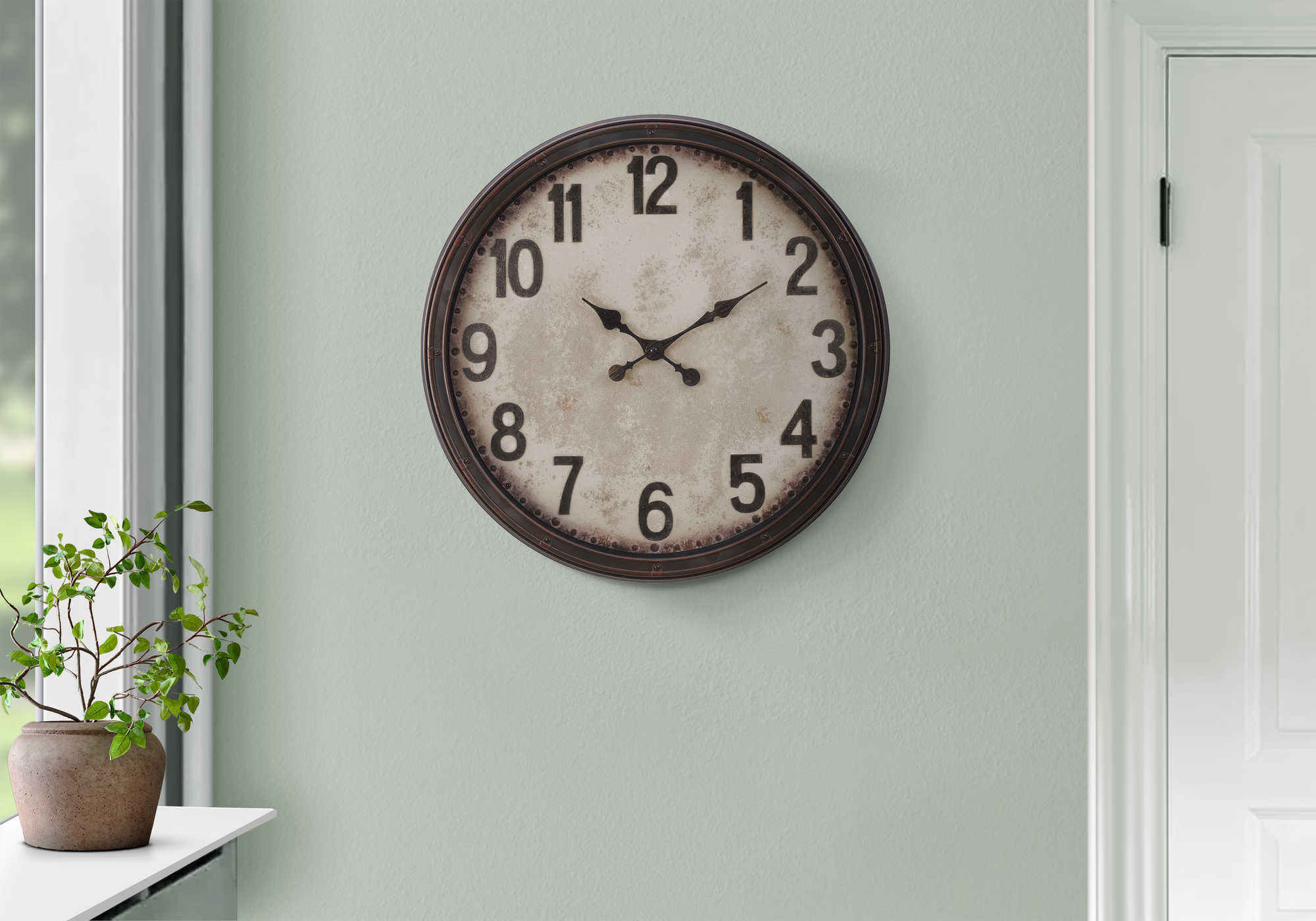 CLOCKS - 20"DIA / WALL CLOCK / ANTIQUE BROWN