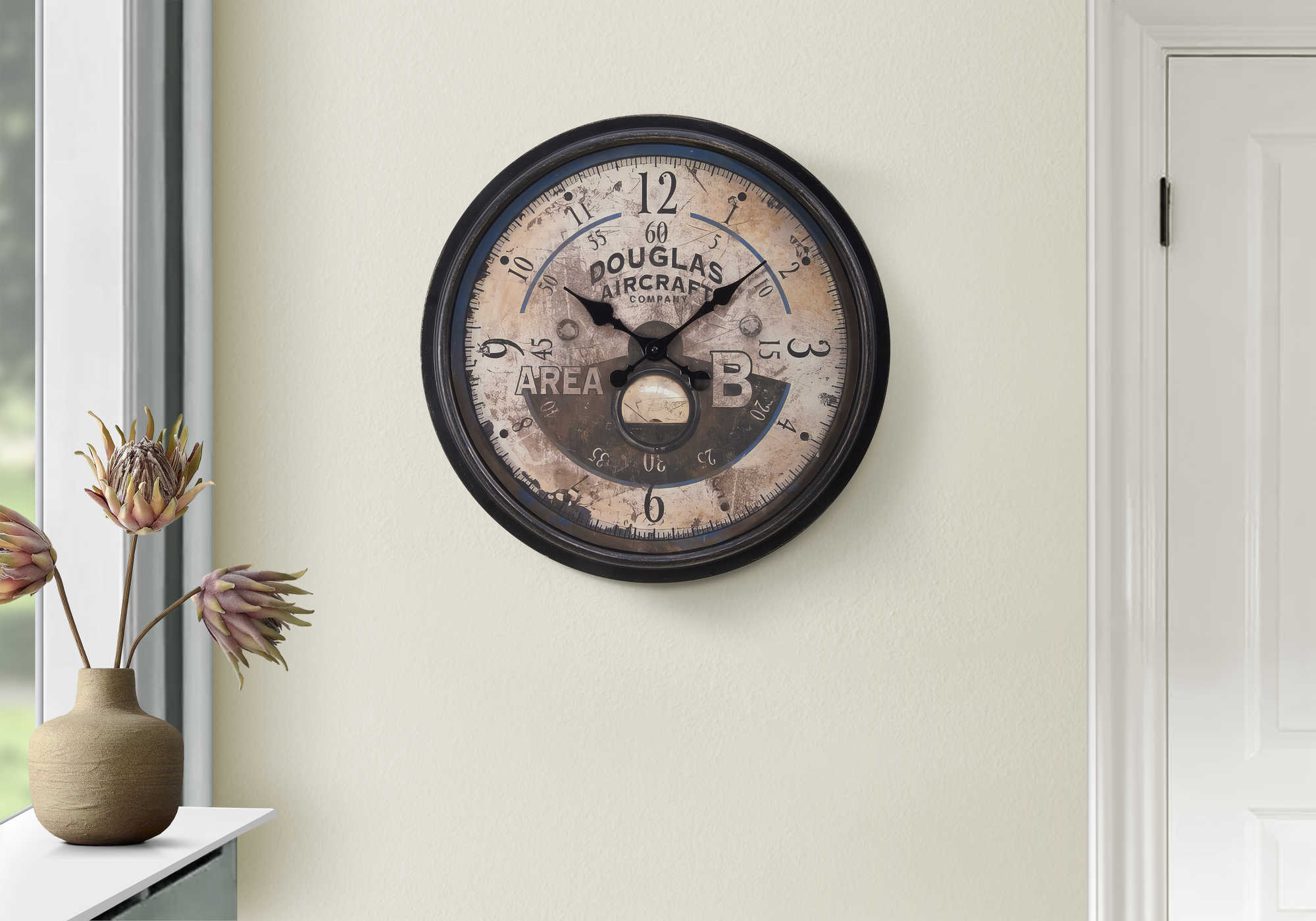 CLOCKS - 20"DIA / WALL CLOCK / ANTIQUE BROWN