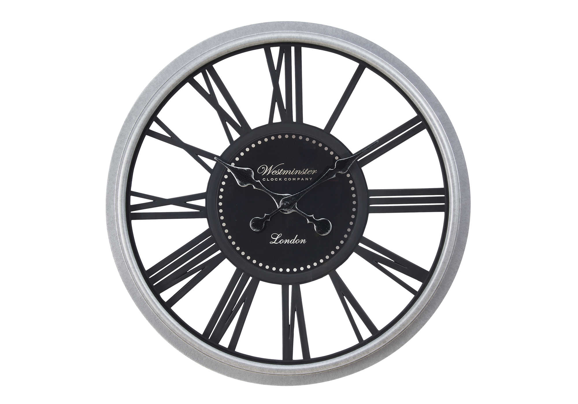 CLOCKS - 20"DIA / WALL CLOCK / BLACK / SILVER