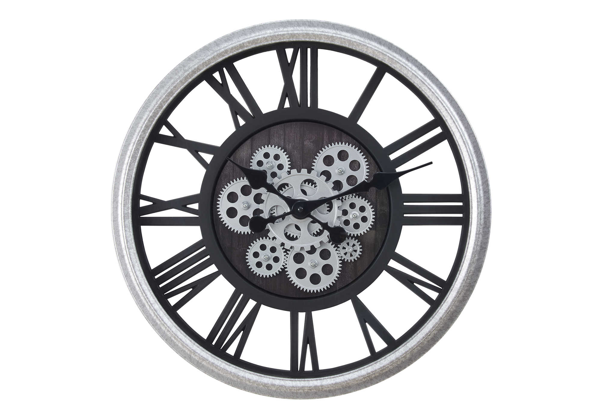 CLOCKS - 20"DIA / WALL CLOCK / BLACK / SILVER