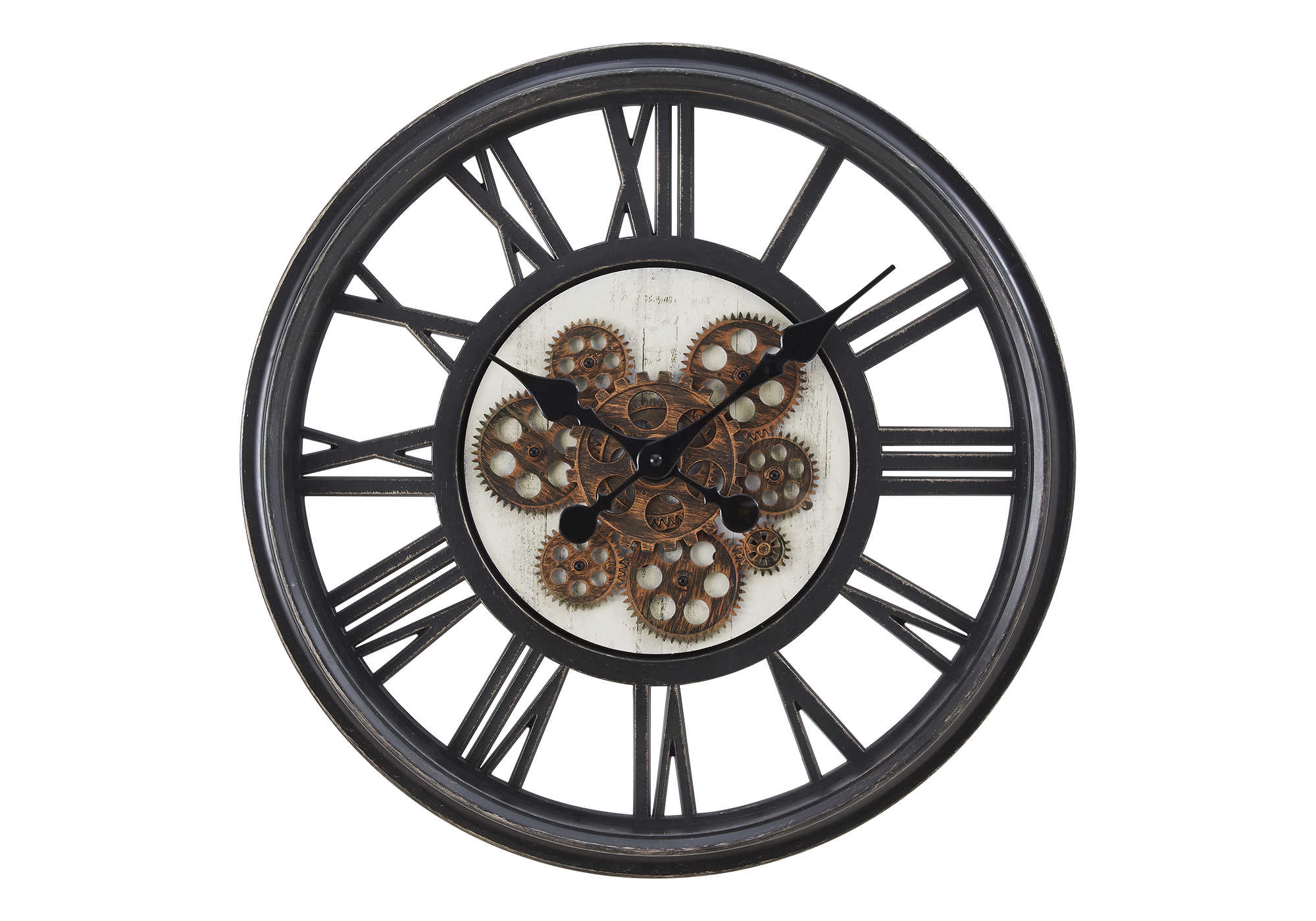 CLOCKS - 20"DIA / GEAR MECHANISM WALL CLOCK / BLACK