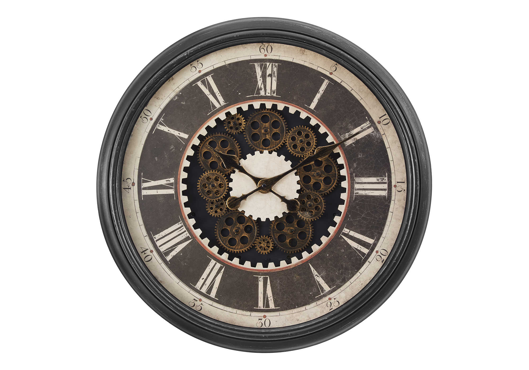 CLOCKS - 23"DIA / GEAR MECHANISM WALL CLOCK / BROWN