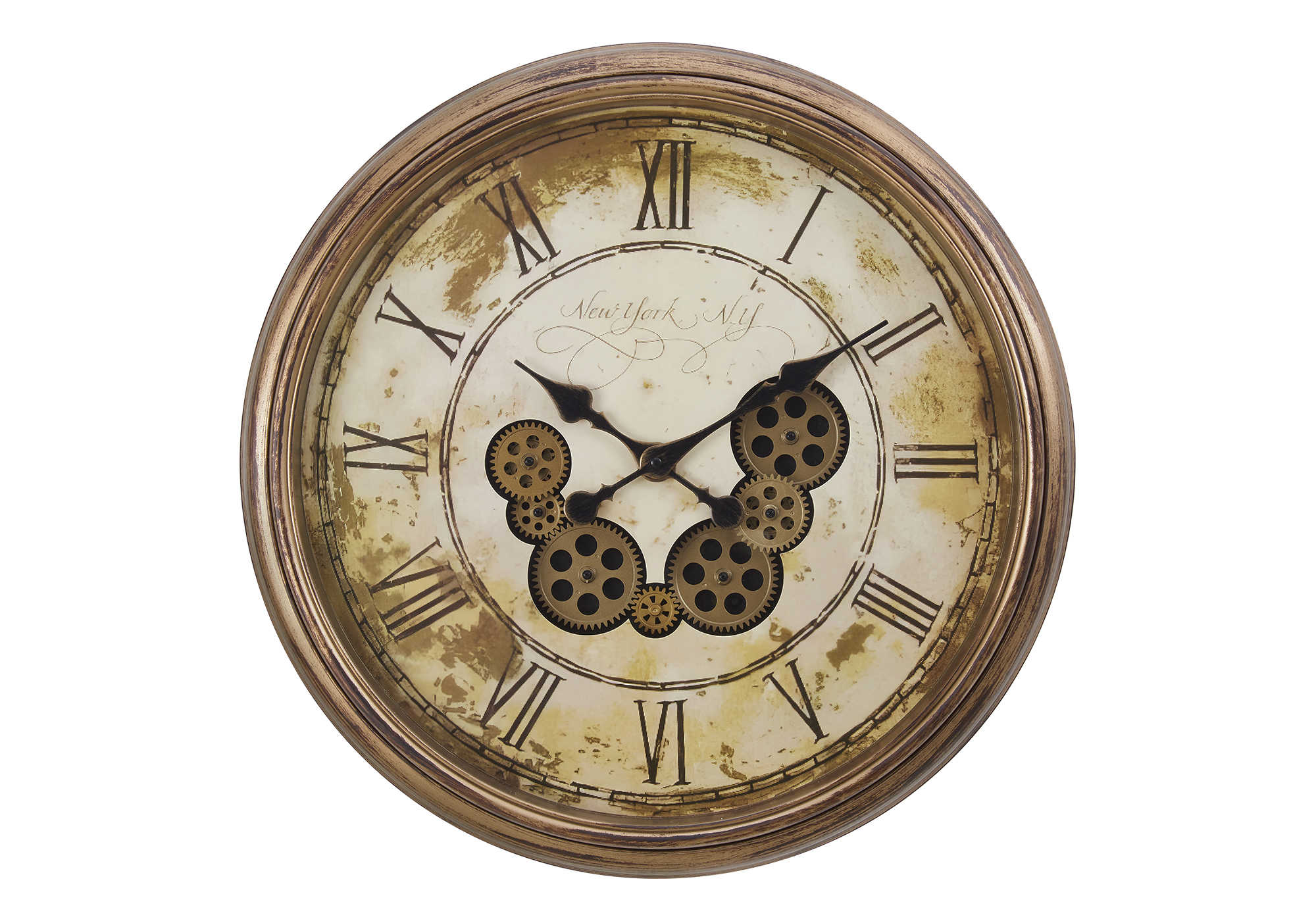 CLOCKS - 23"DIA / GEAR MECHANISM WALL CLOCK / BROWN