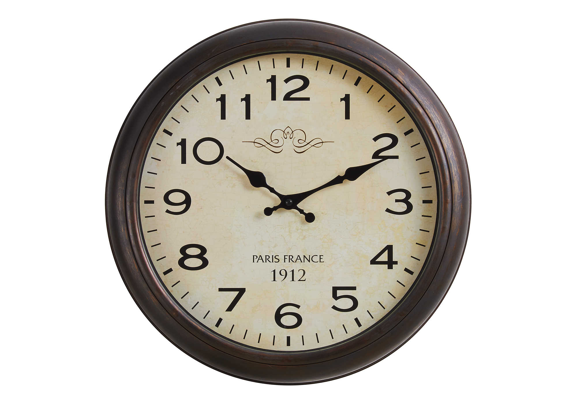 CLOCKS - 16"DIA / WALL CLOCK / ANTIQUE BROWN