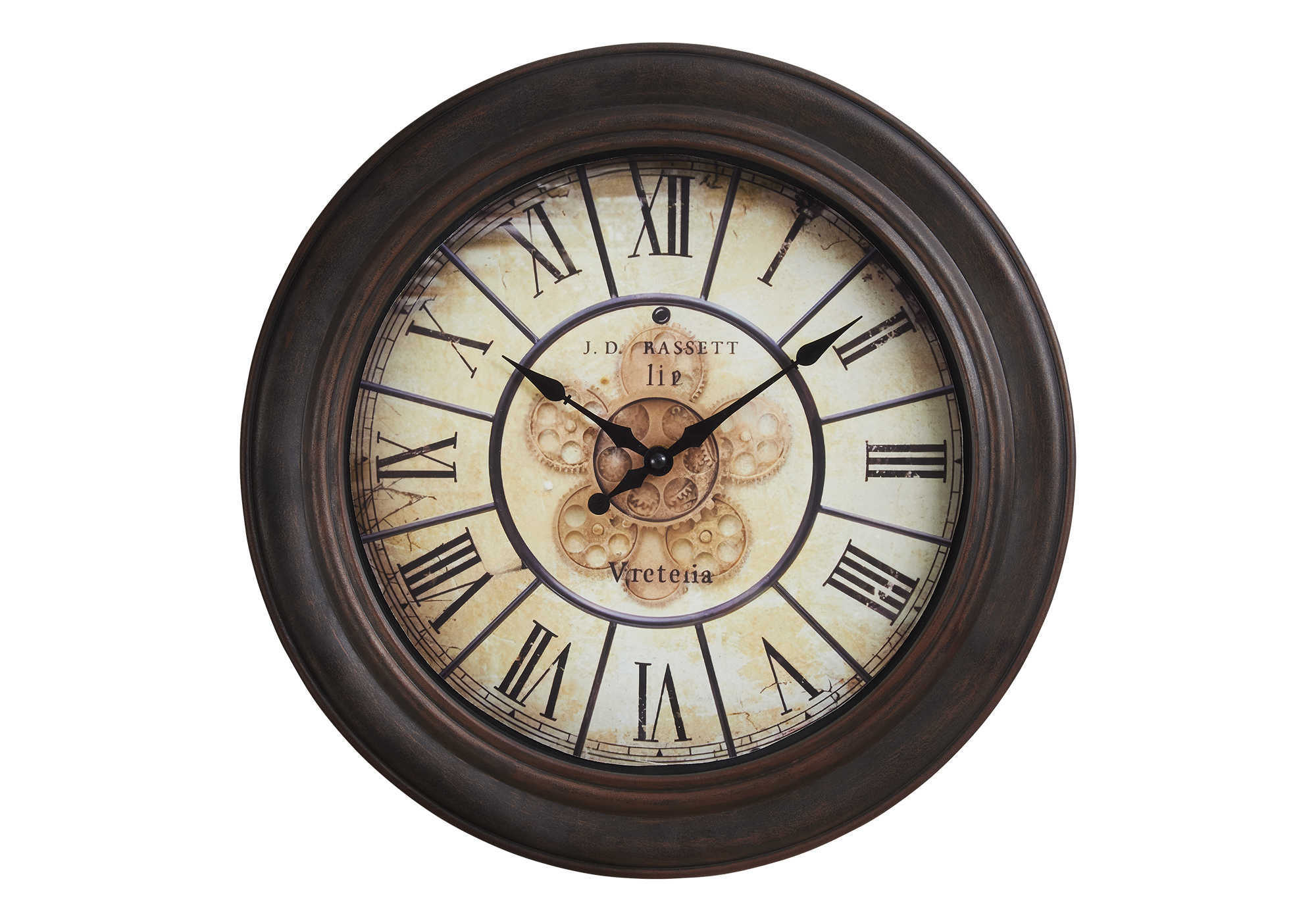 CLOCKS - 15"DIA / WALL CLOCK / ANTIQUE BROWN