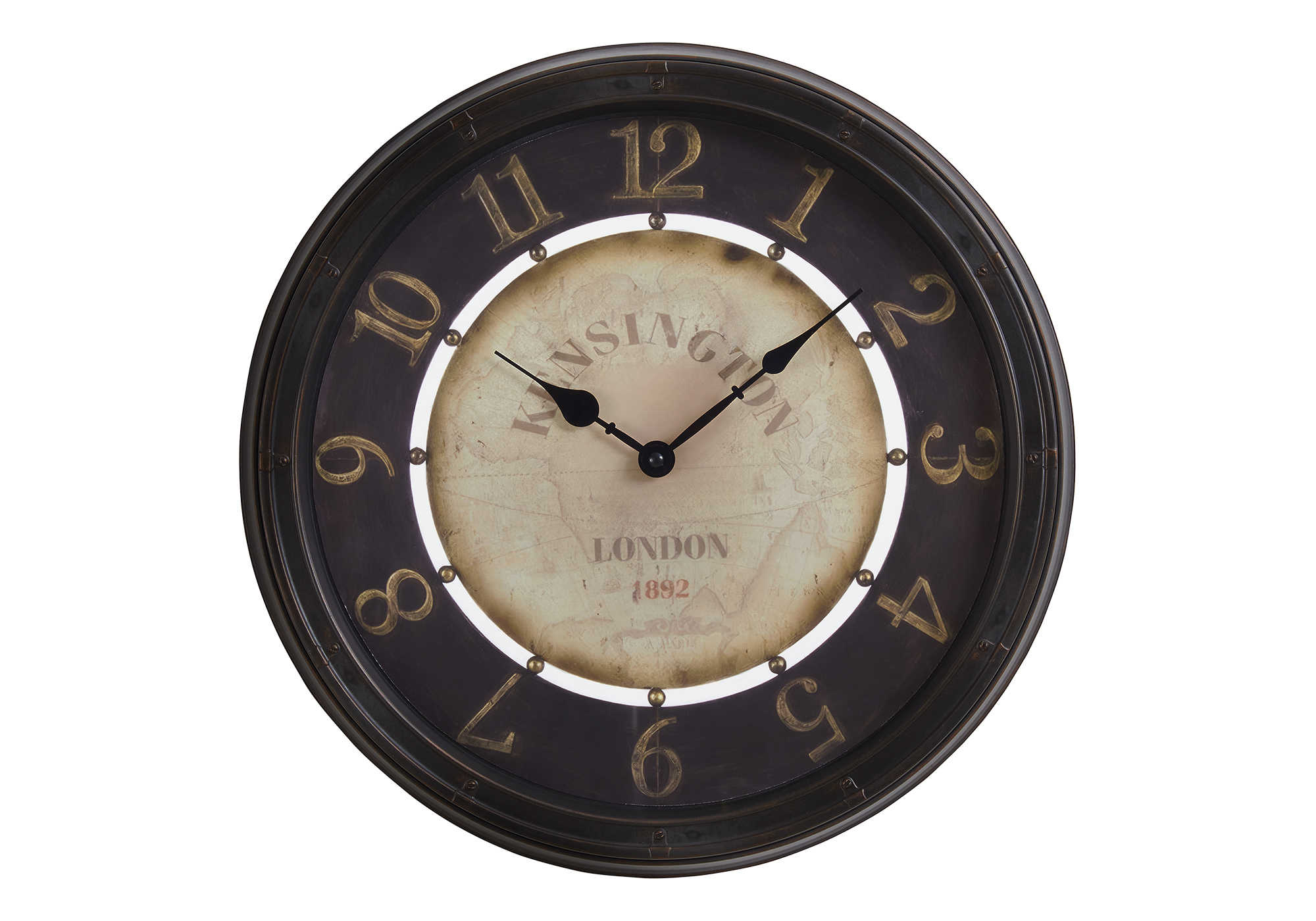 CLOCKS - 16"DIA / WALL CLOCK / ANTIQUE BROWN