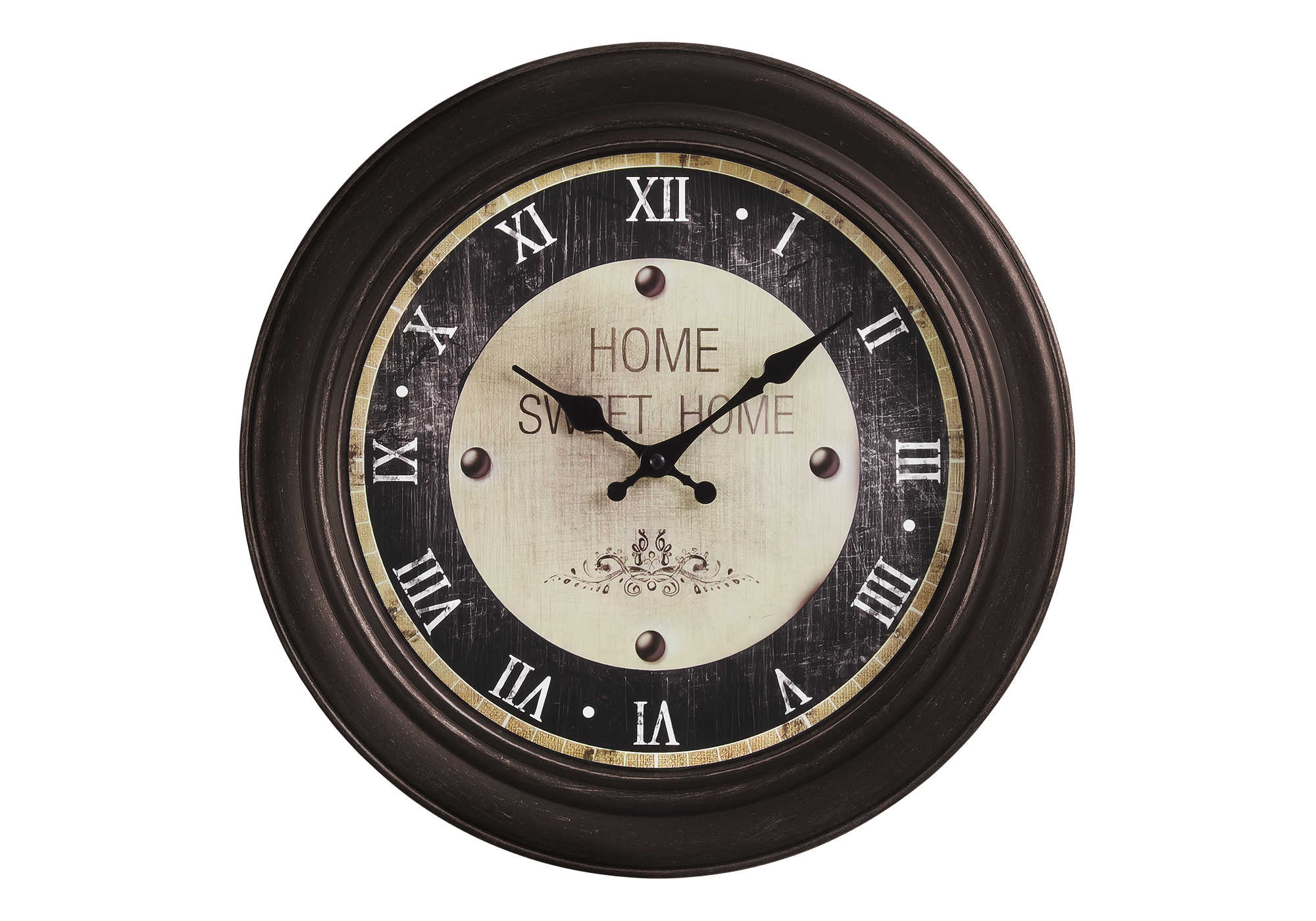 CLOCKS - 16"DIA / WALL CLOCK / ANTIQUE BROWN