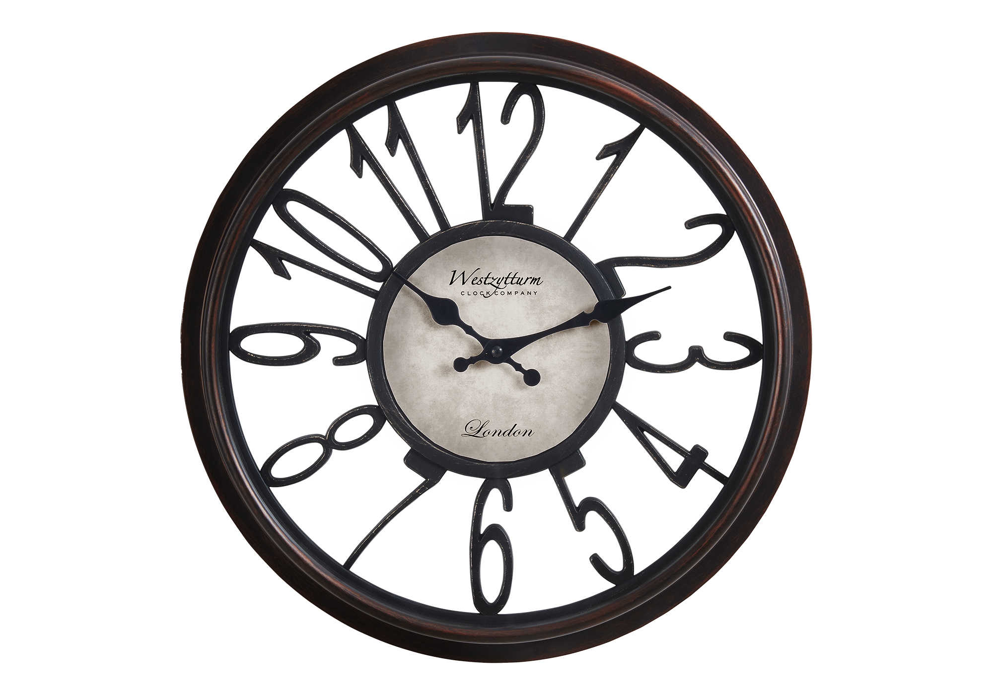 CLOCKS - 16"DIA / WALL CLOCK / ANTIQUE BROWN