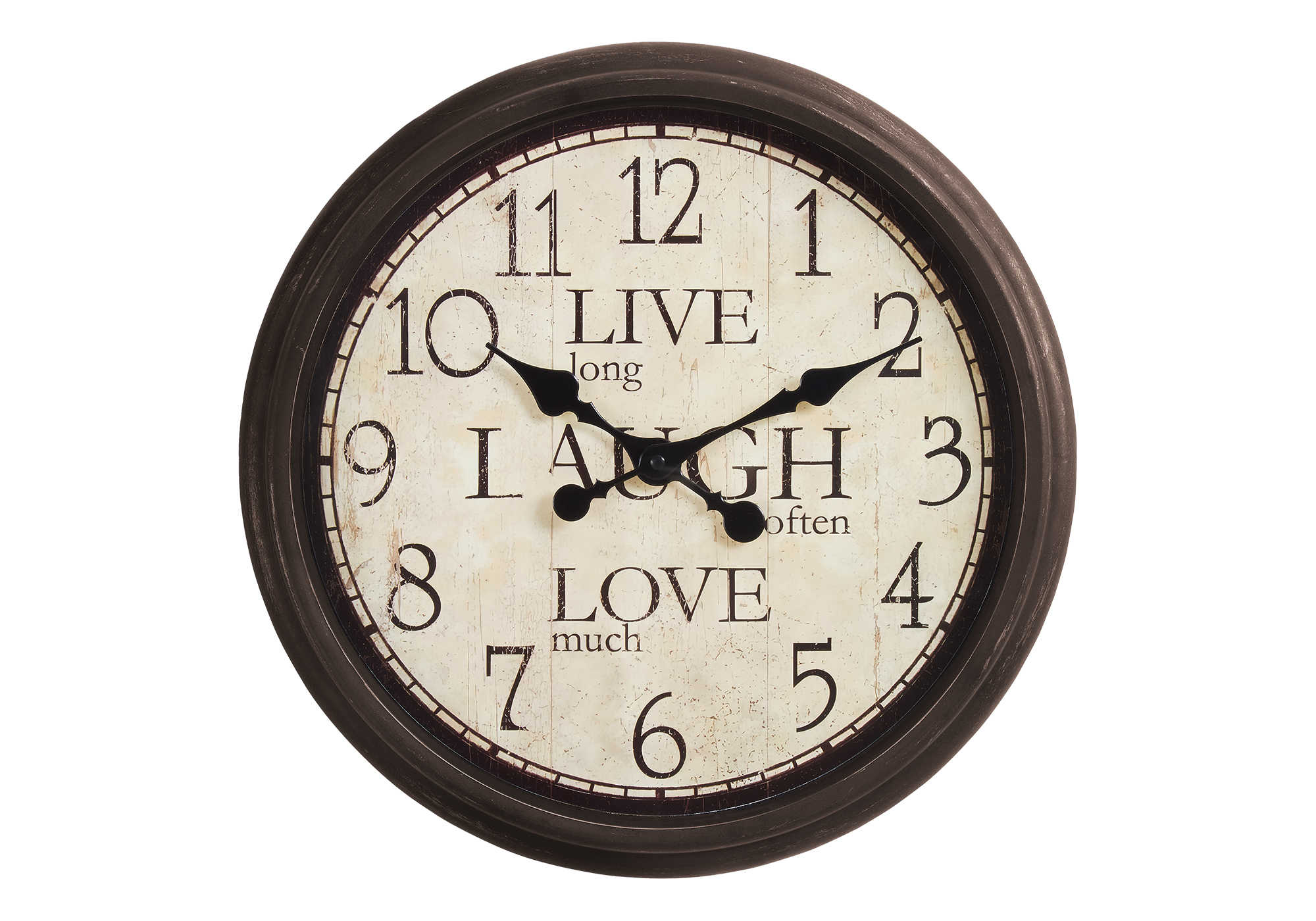 CLOCKS - 16"DIA / WALL CLOCK / ANTIQUE BROWN